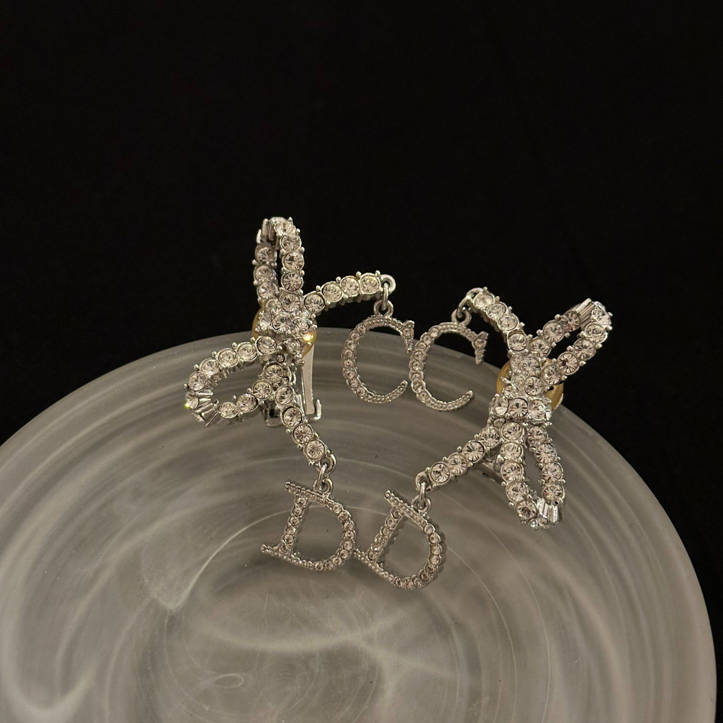 D Diamond bow earrings