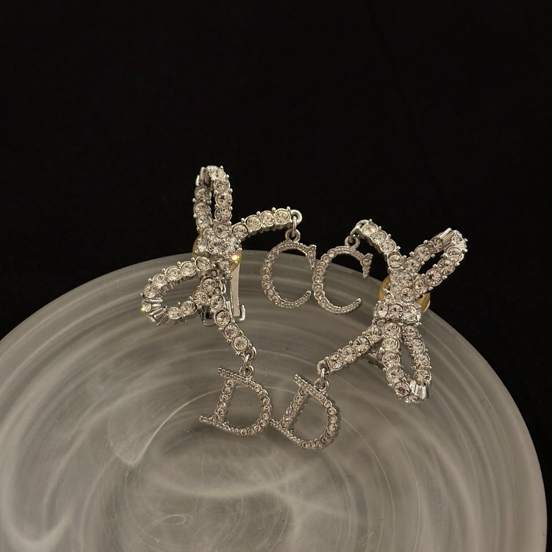 D Diamond bow earrings