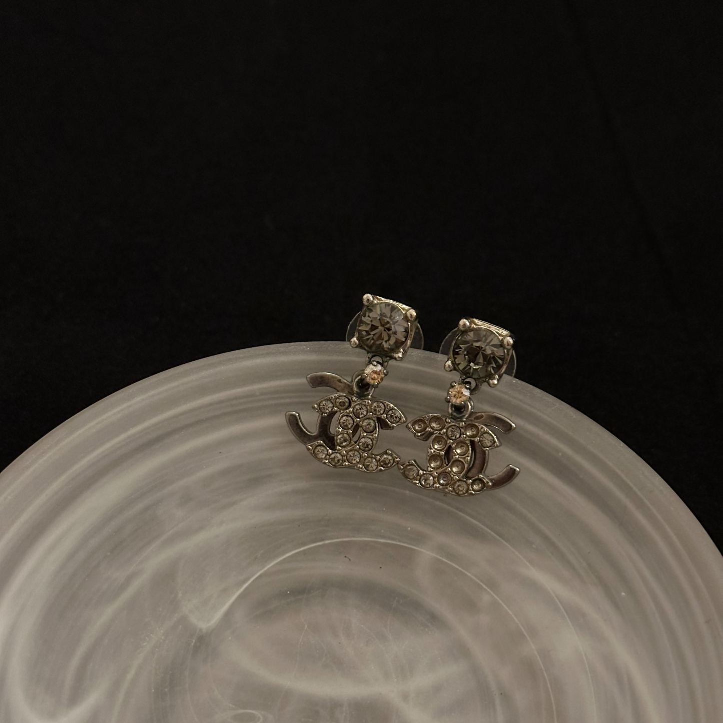 C Double layer diamond earrings