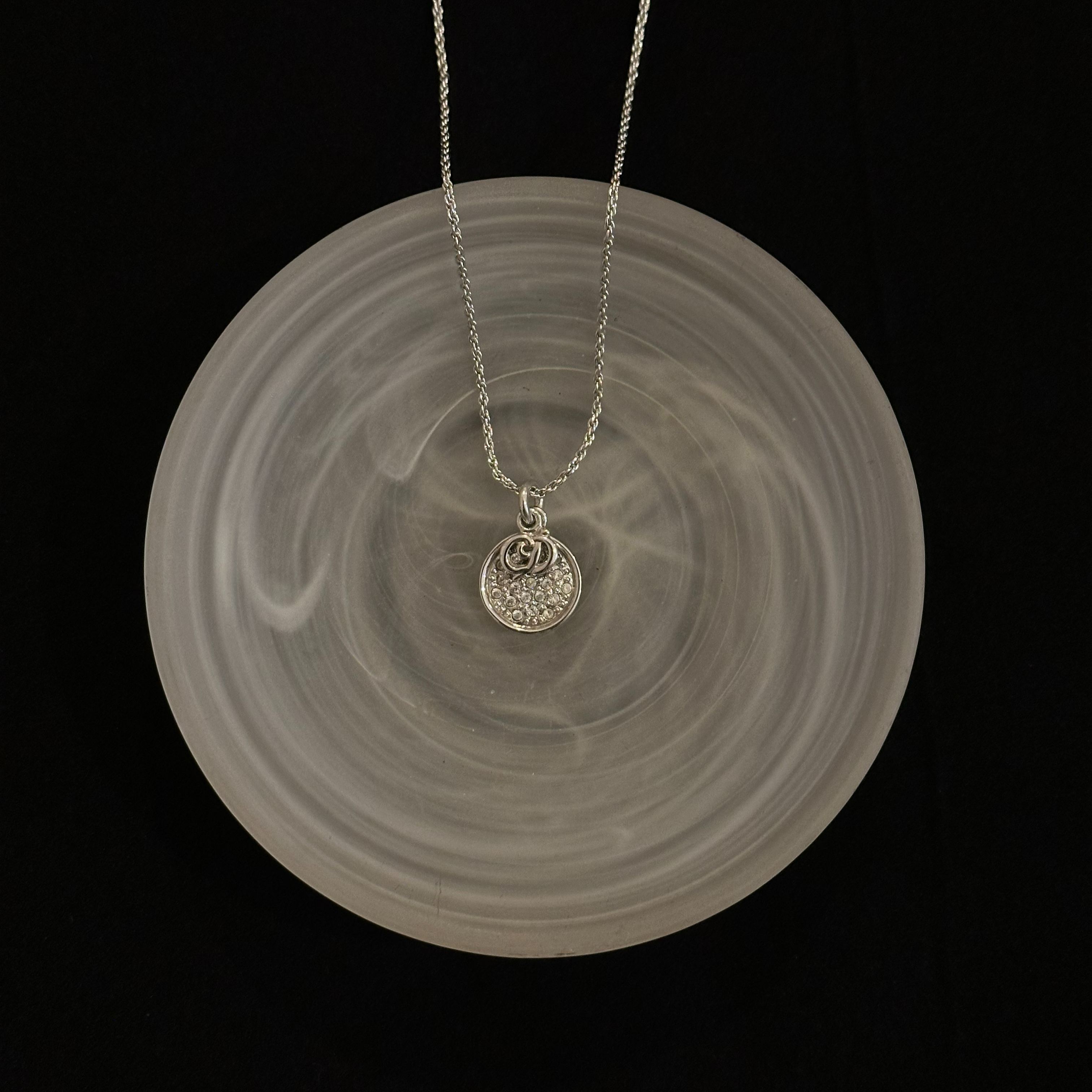 D Round coin rhinestone CD necklace