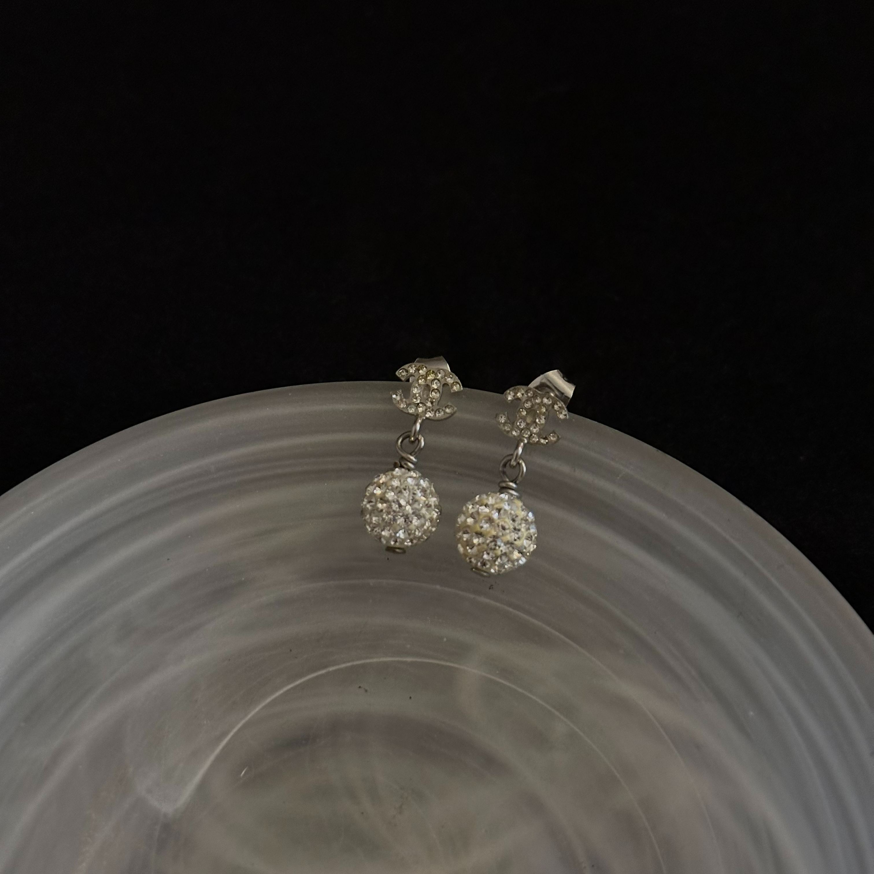 C Double C diamond ball earrings