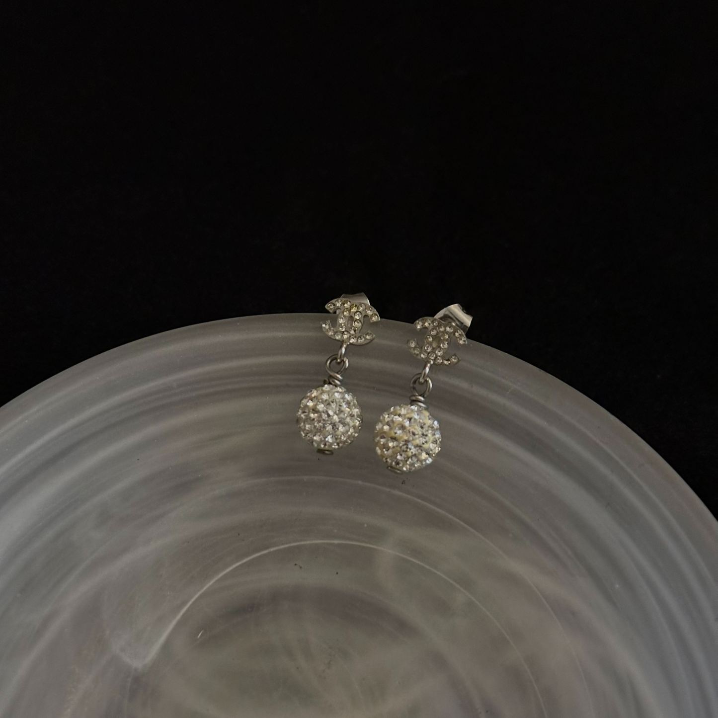 C Double C diamond ball earrings