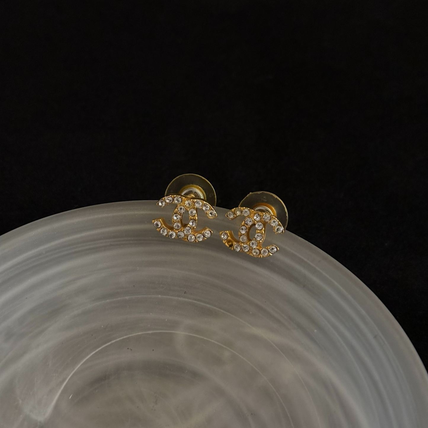 C Double C diamond Gold Earrings