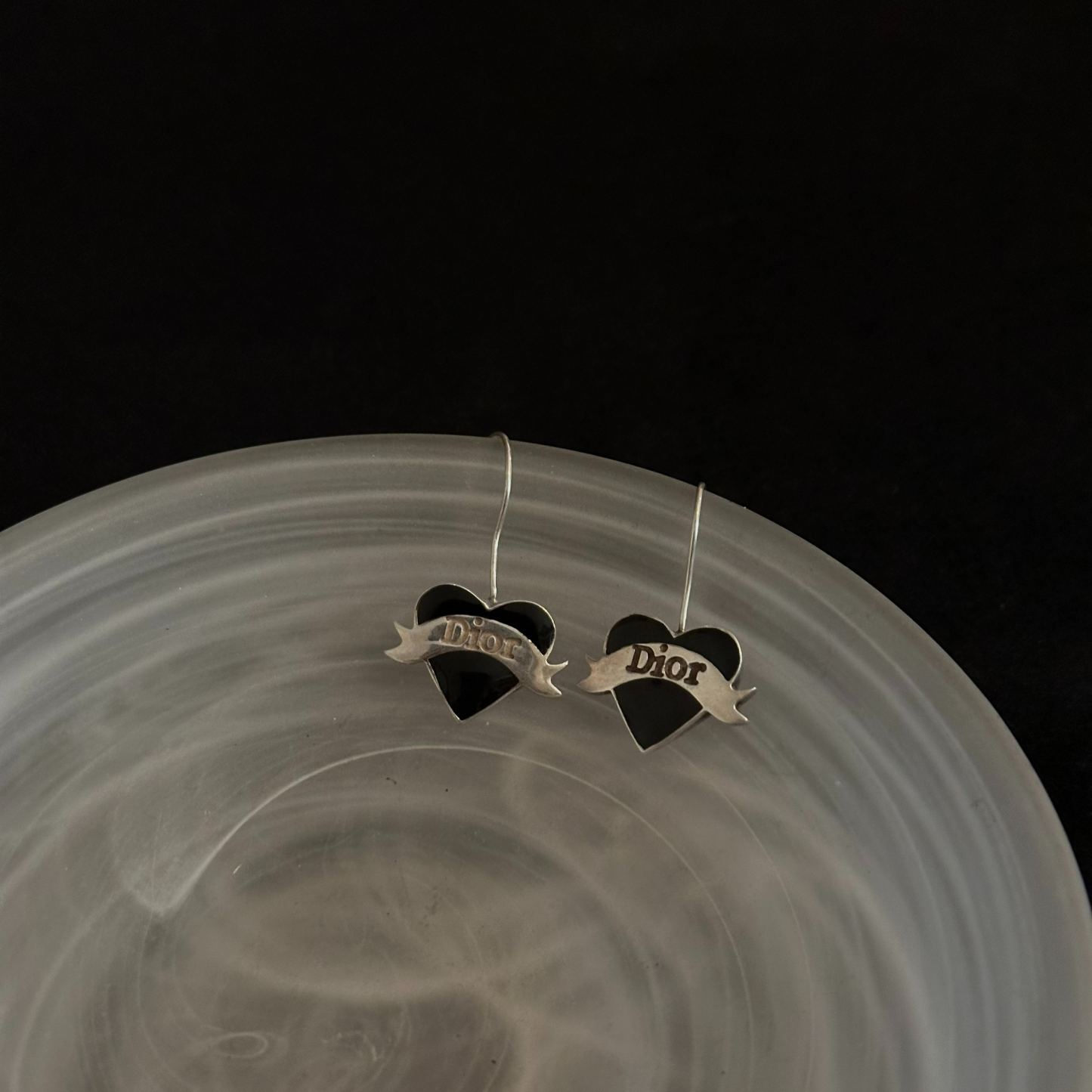 D Heart-shaped enamel earrings