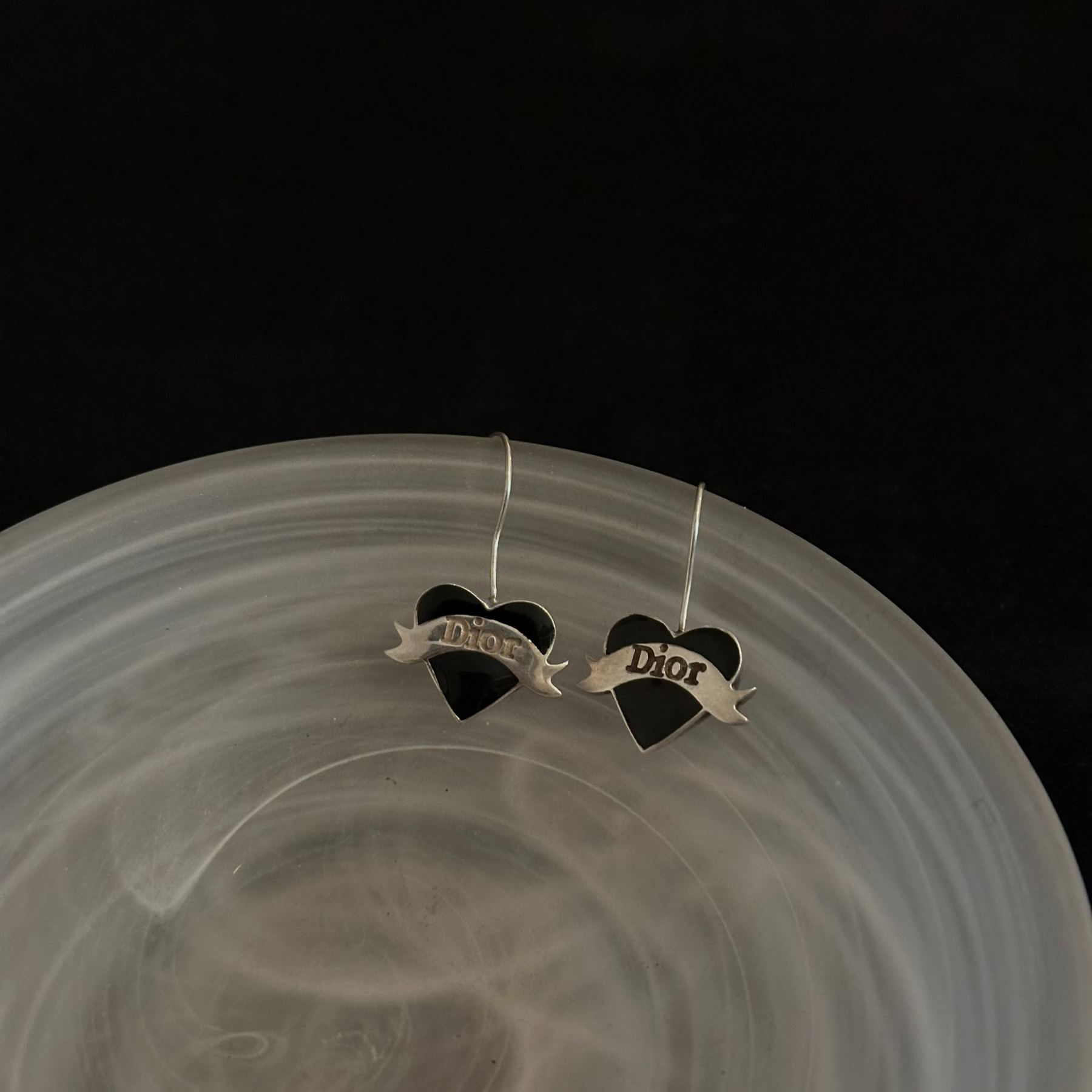 D Heart-shaped enamel earrings