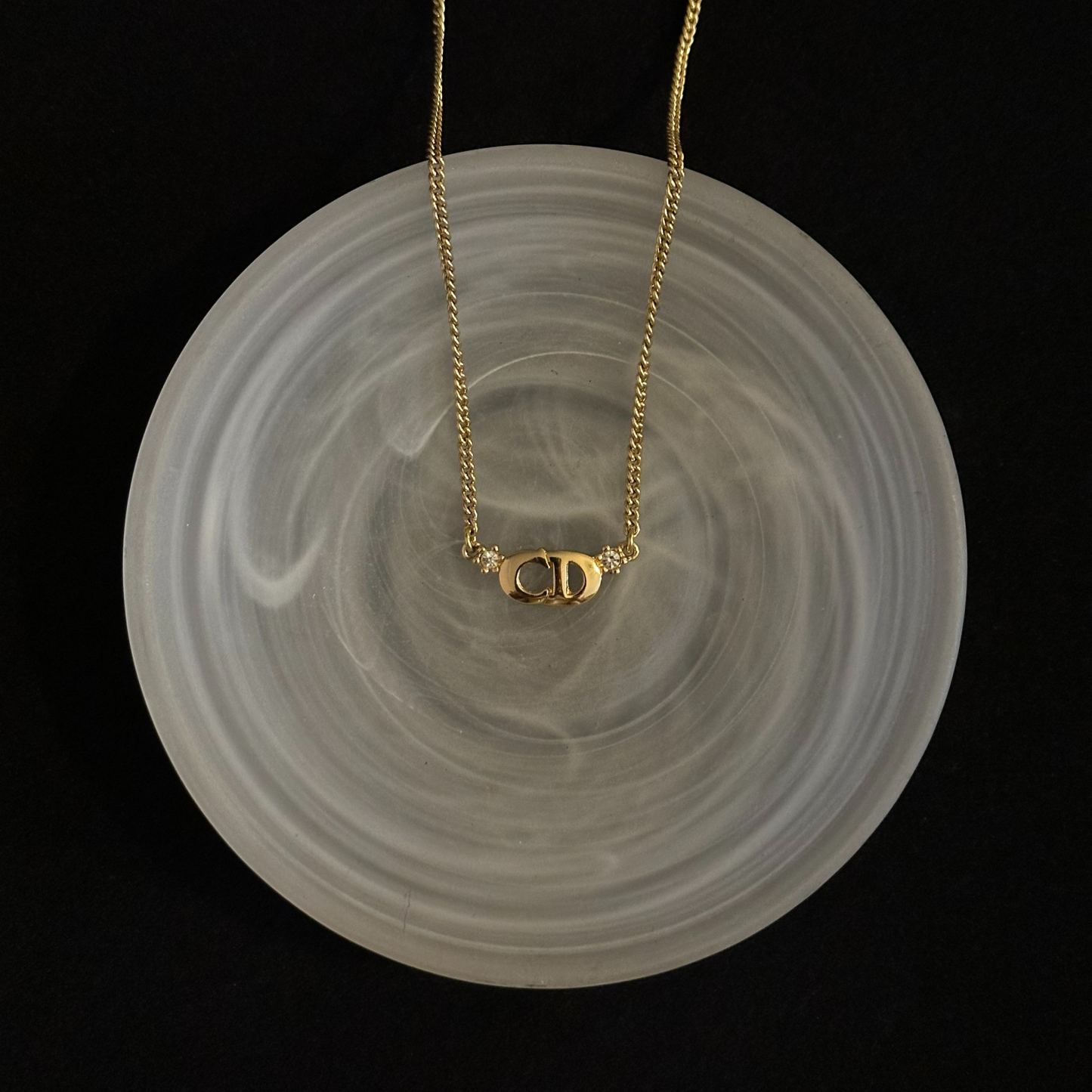 D CD rhinestone necklace