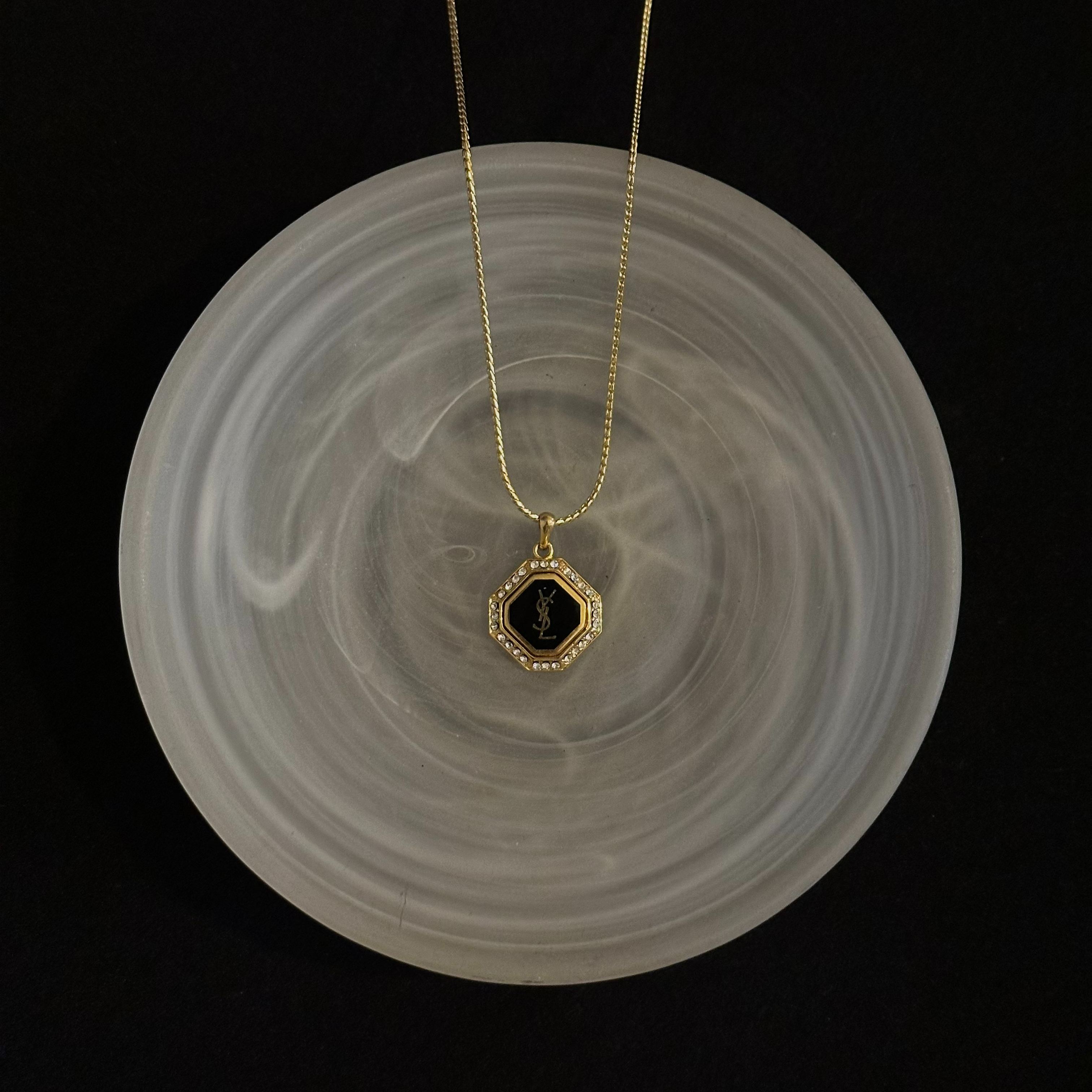 Y Gold Coin Rhinestone Necklace