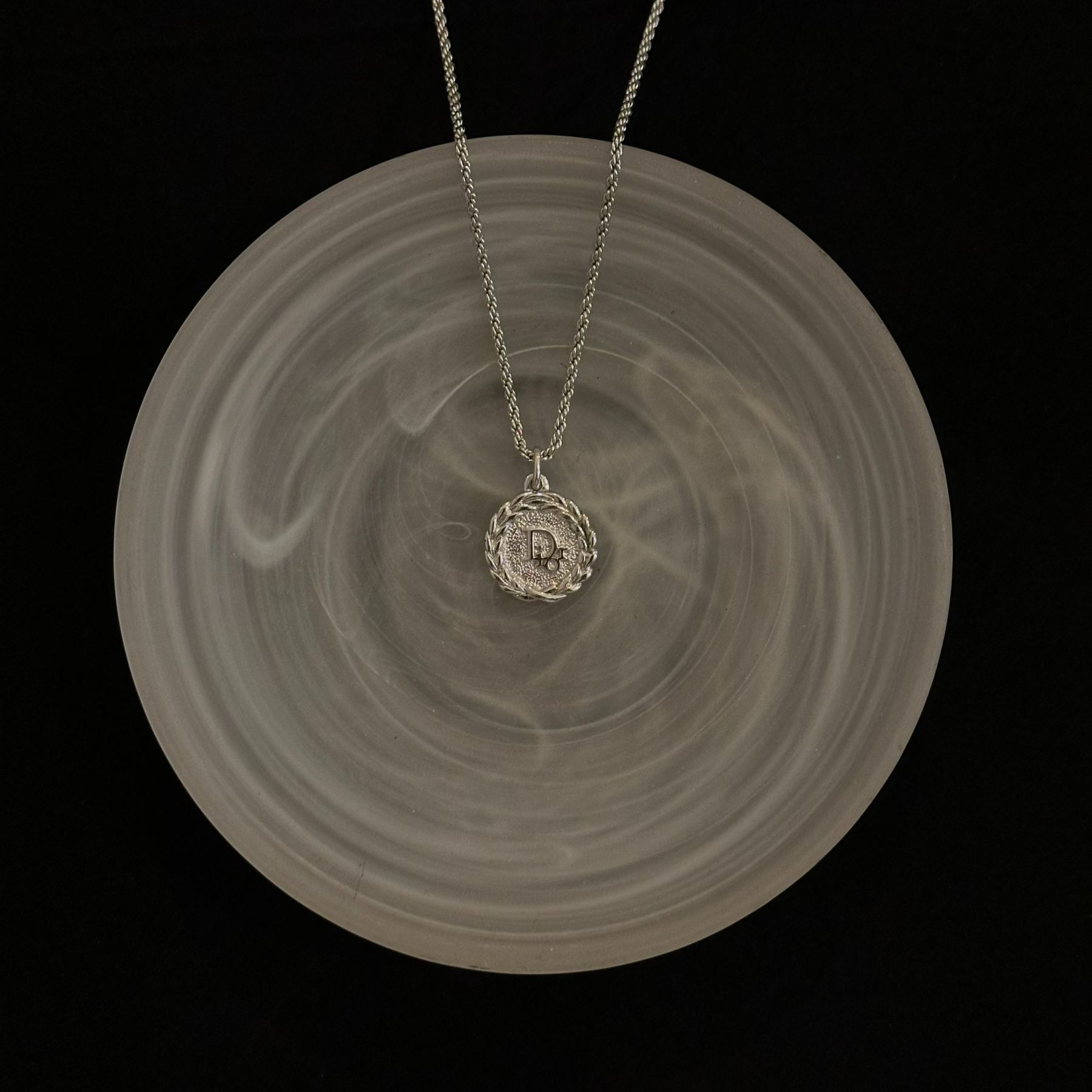 D Wheat ear logo silver necklace