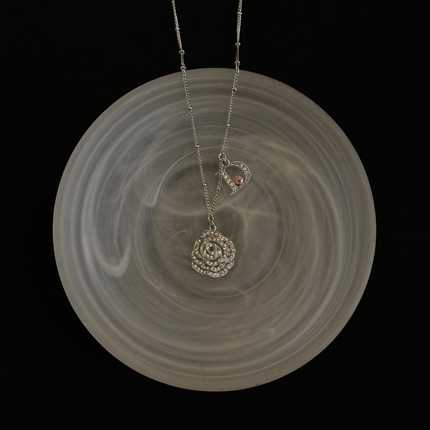 D Rose rhinestone Necklace