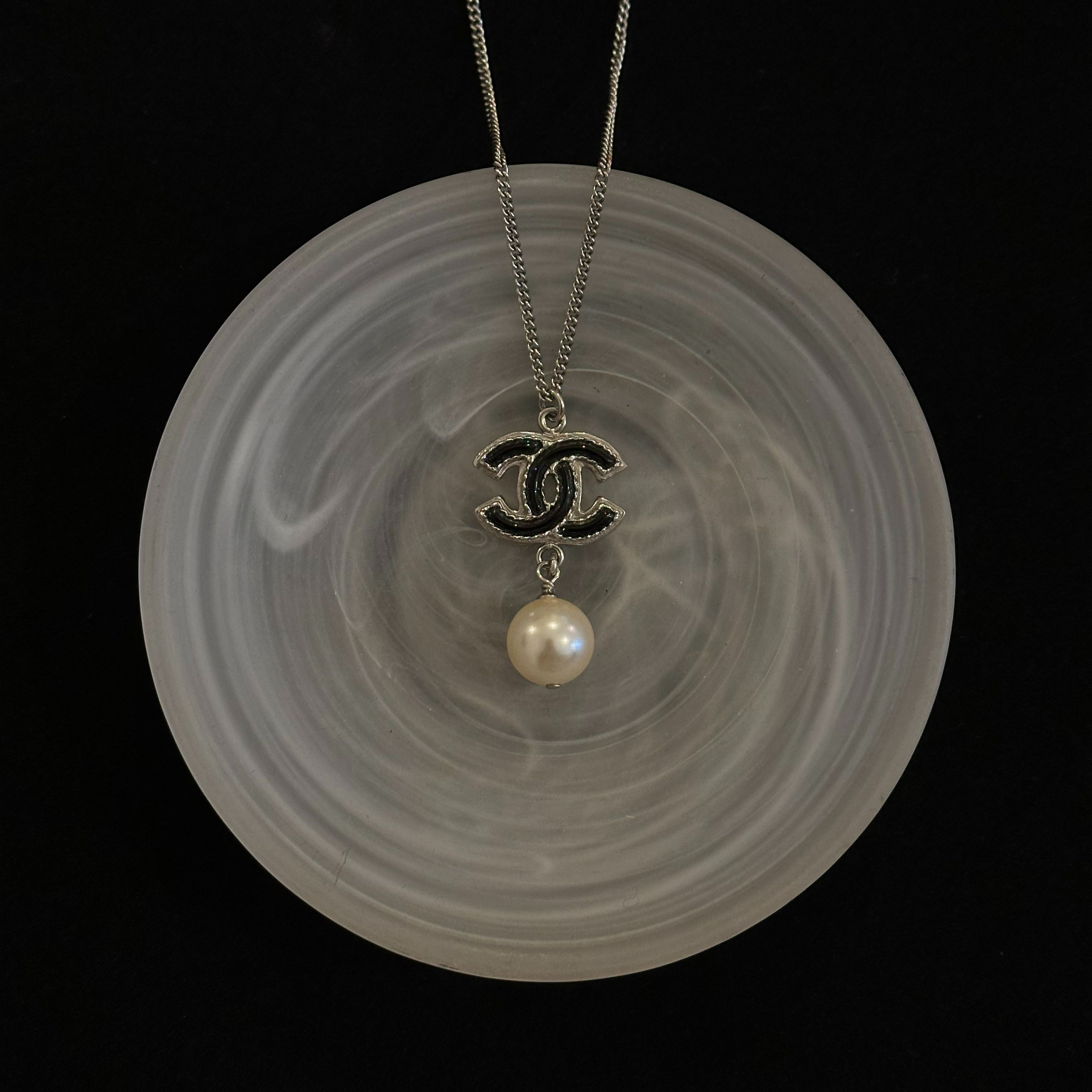 C Double C Pearl Pendant Necklace