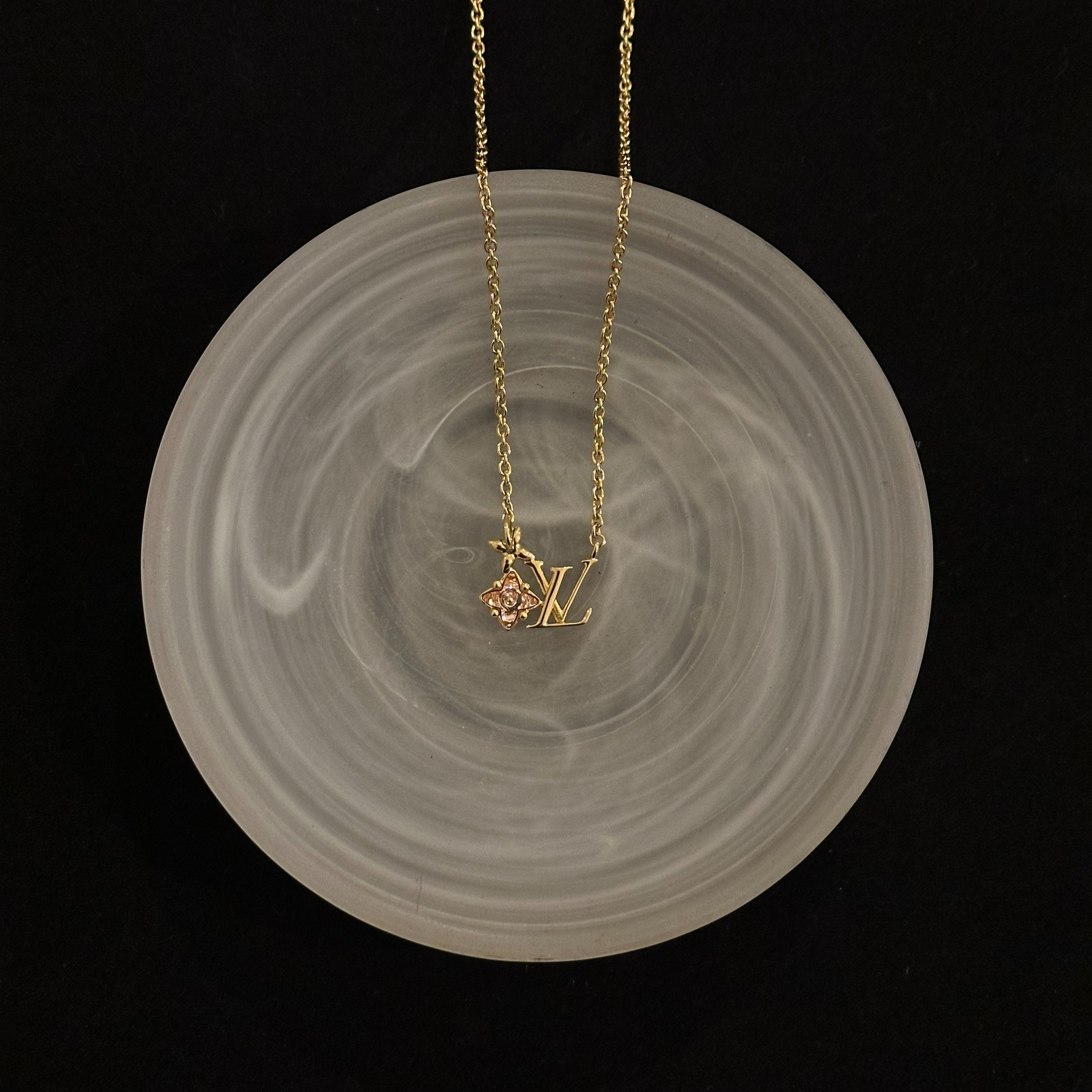 L Pink diamond logo necklace