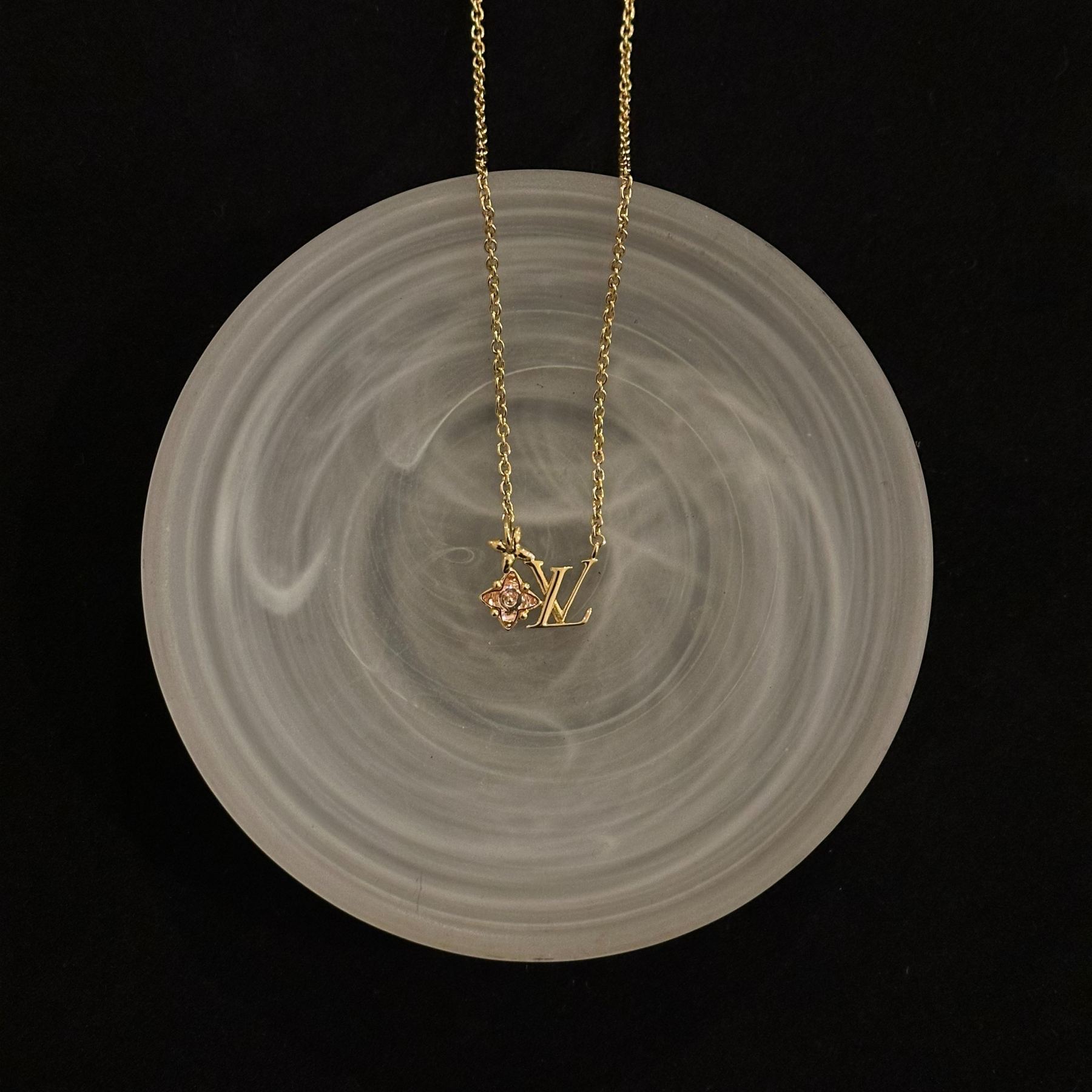 L Pink diamond logo necklace