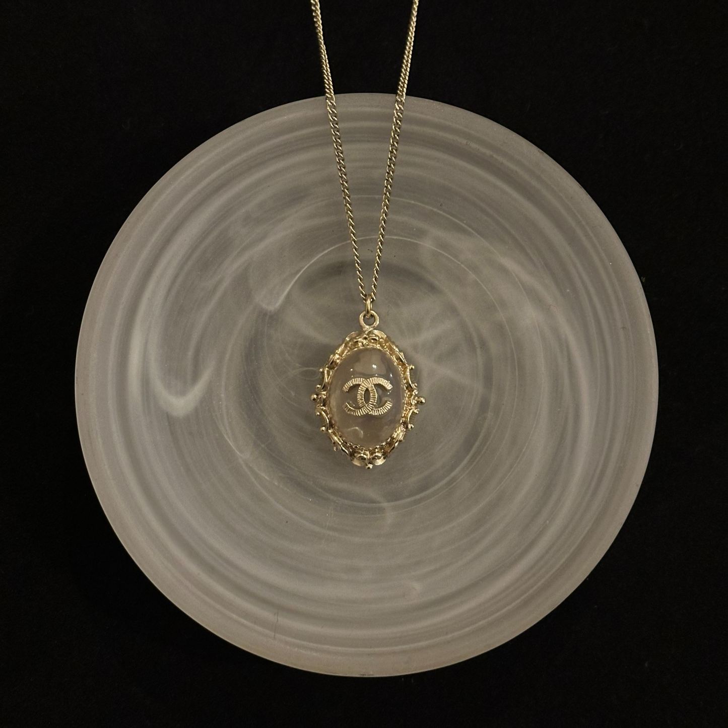 C Engraved double C necklace