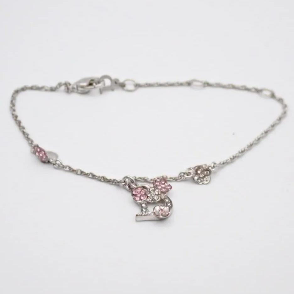 D Logo Flower Rhinestone Bracelet