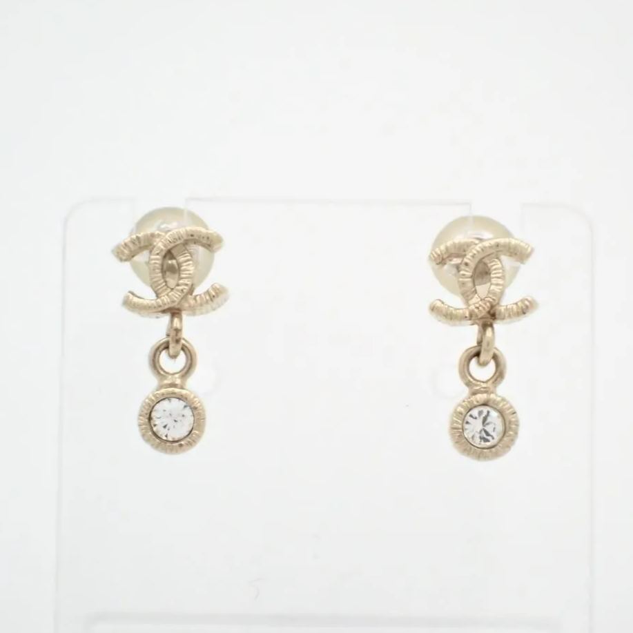 C Double C rhinestone pendant earrings