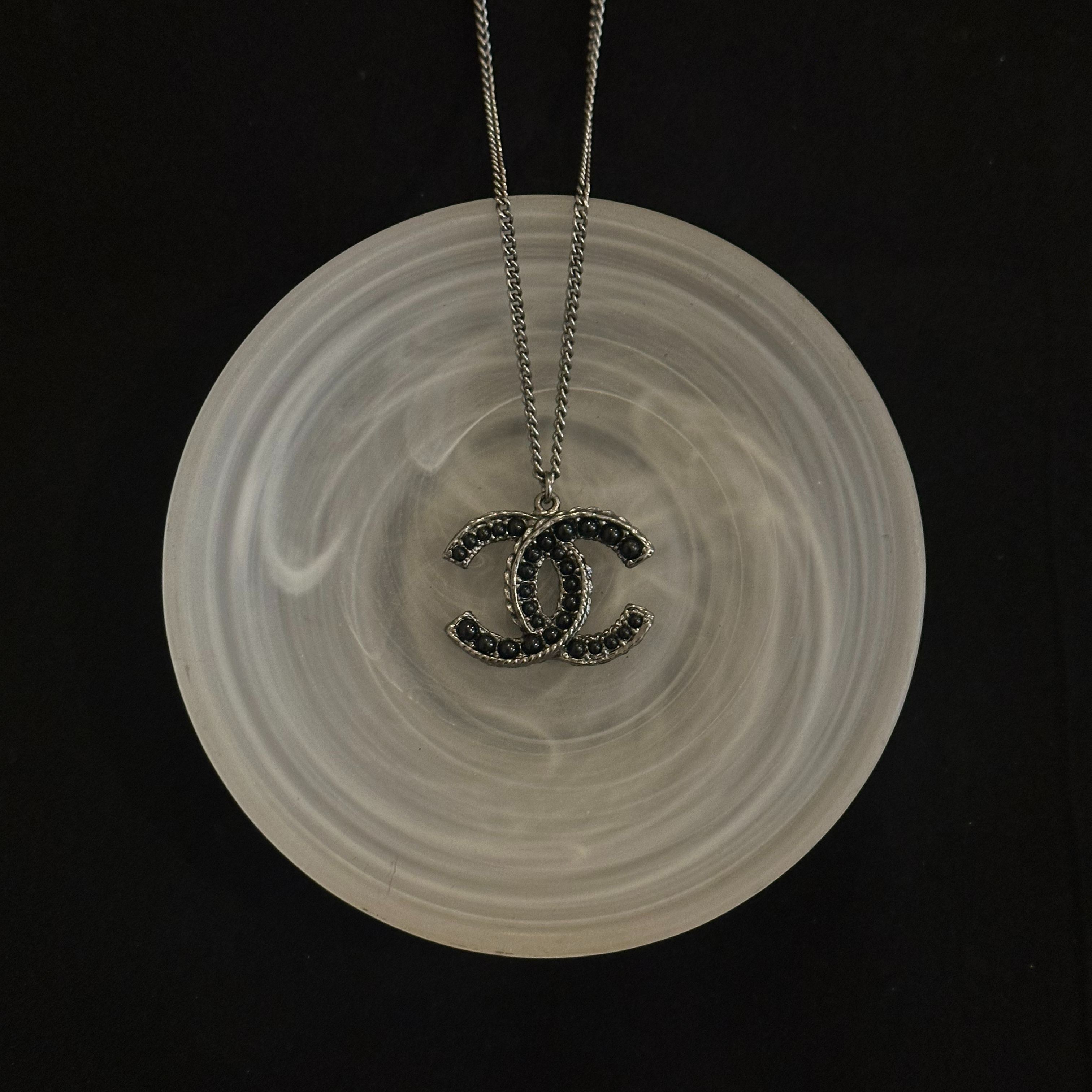 C Double C Pearl Black Necklace