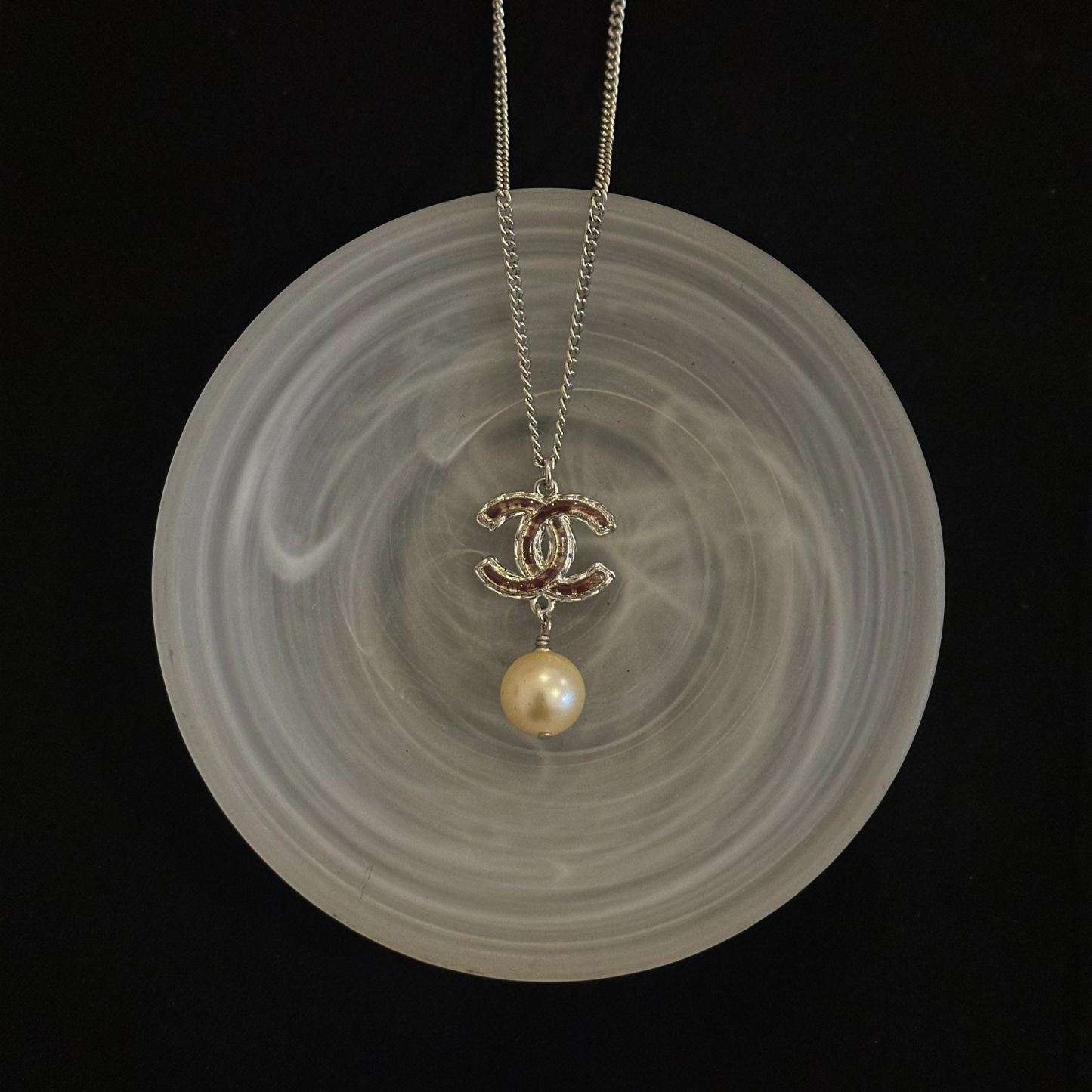 C Double C Pearl Pendant Necklace