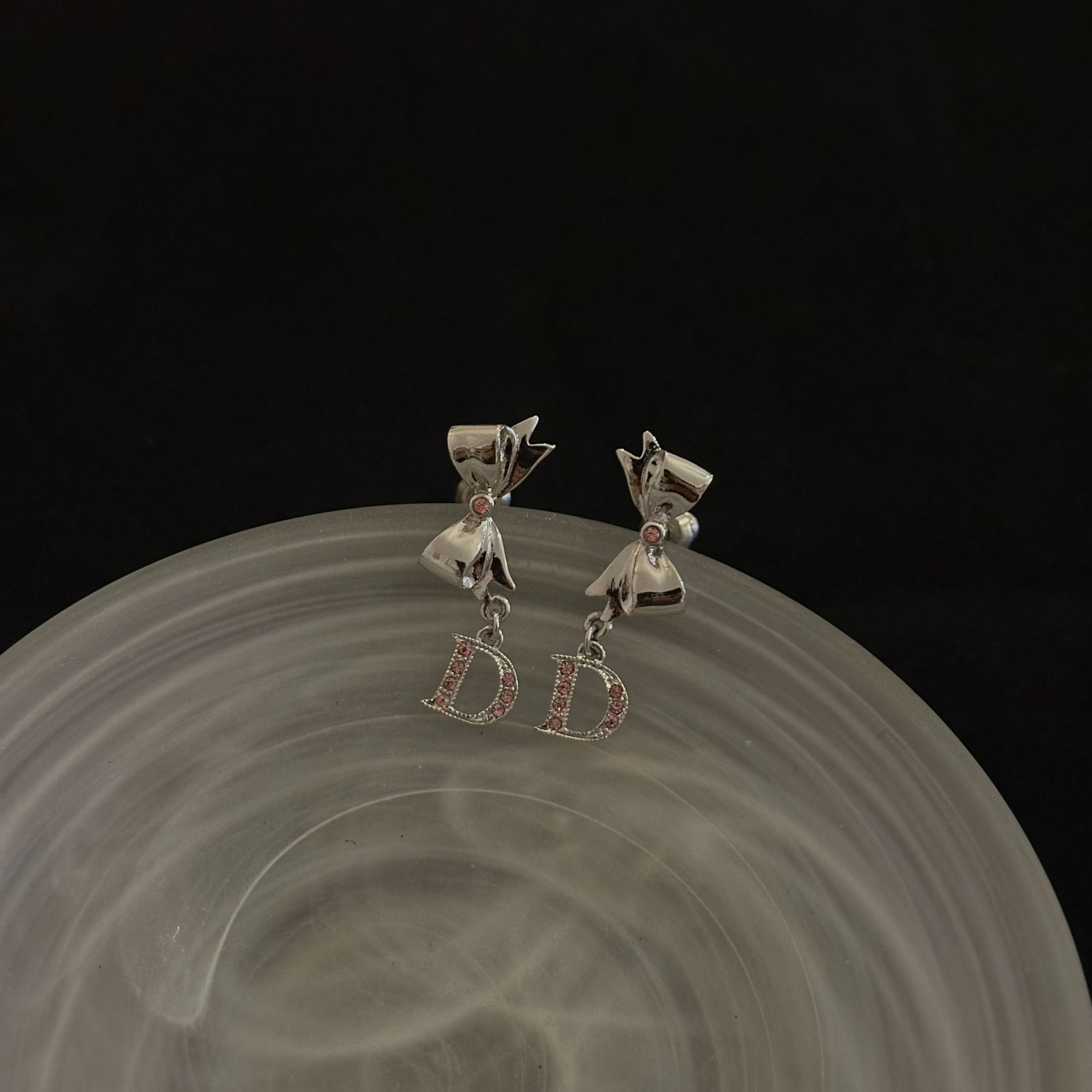 D Bow D pendant earrings