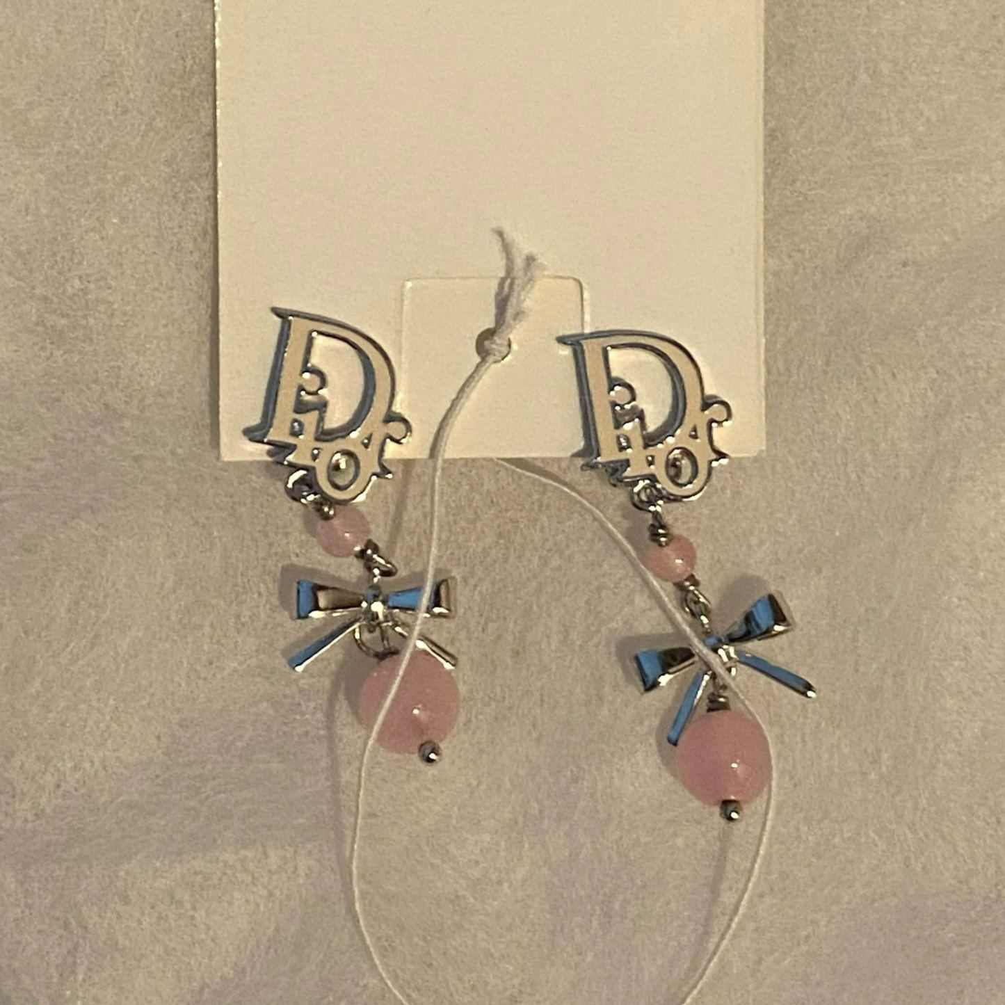 D Pearl Enamel Bow Earrings