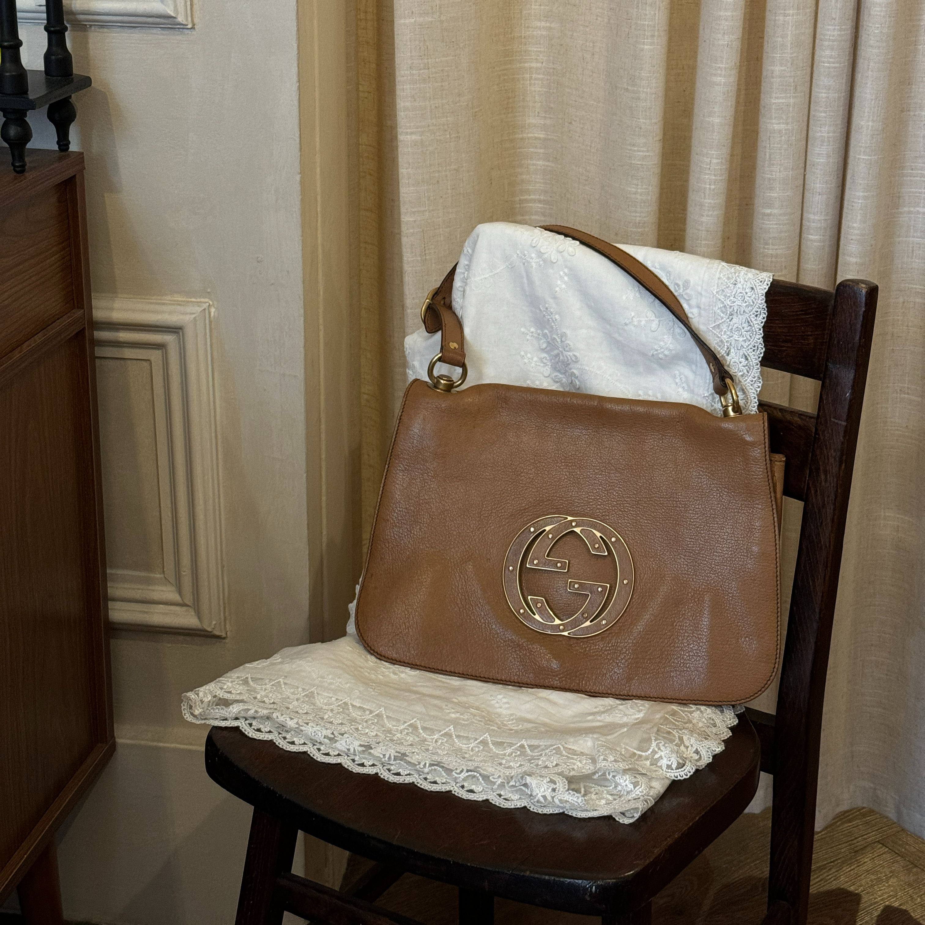 G Golden Brown Underarm Bag