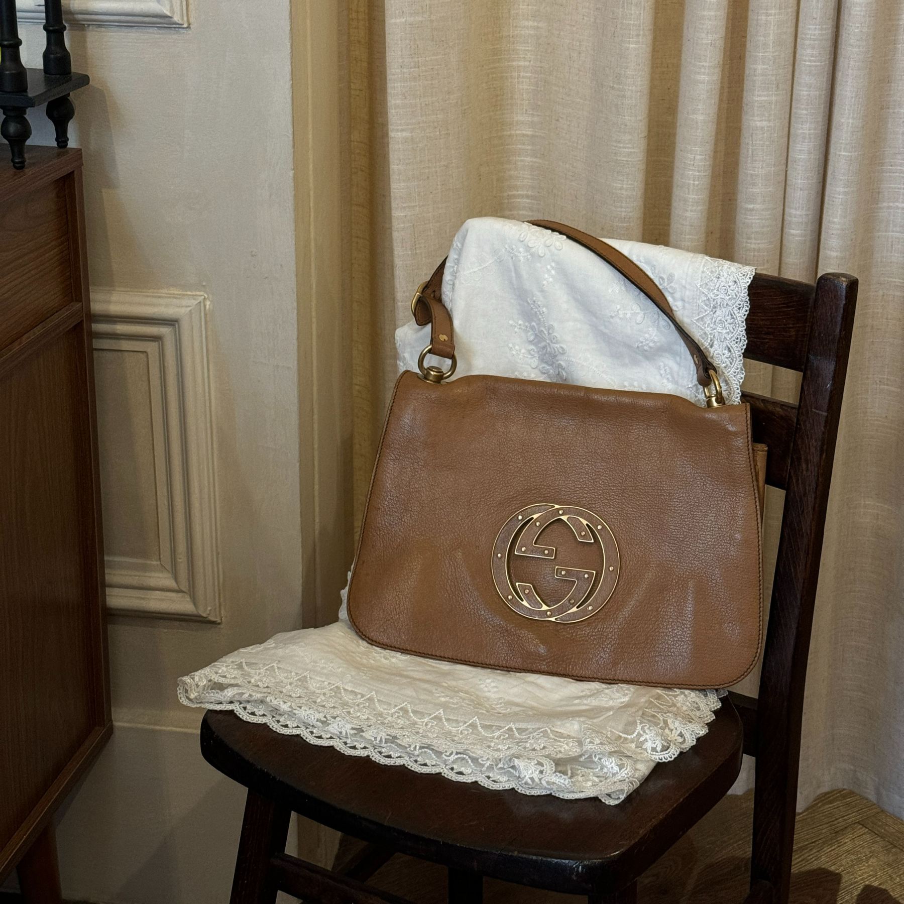 G Golden Brown Underarm Bag