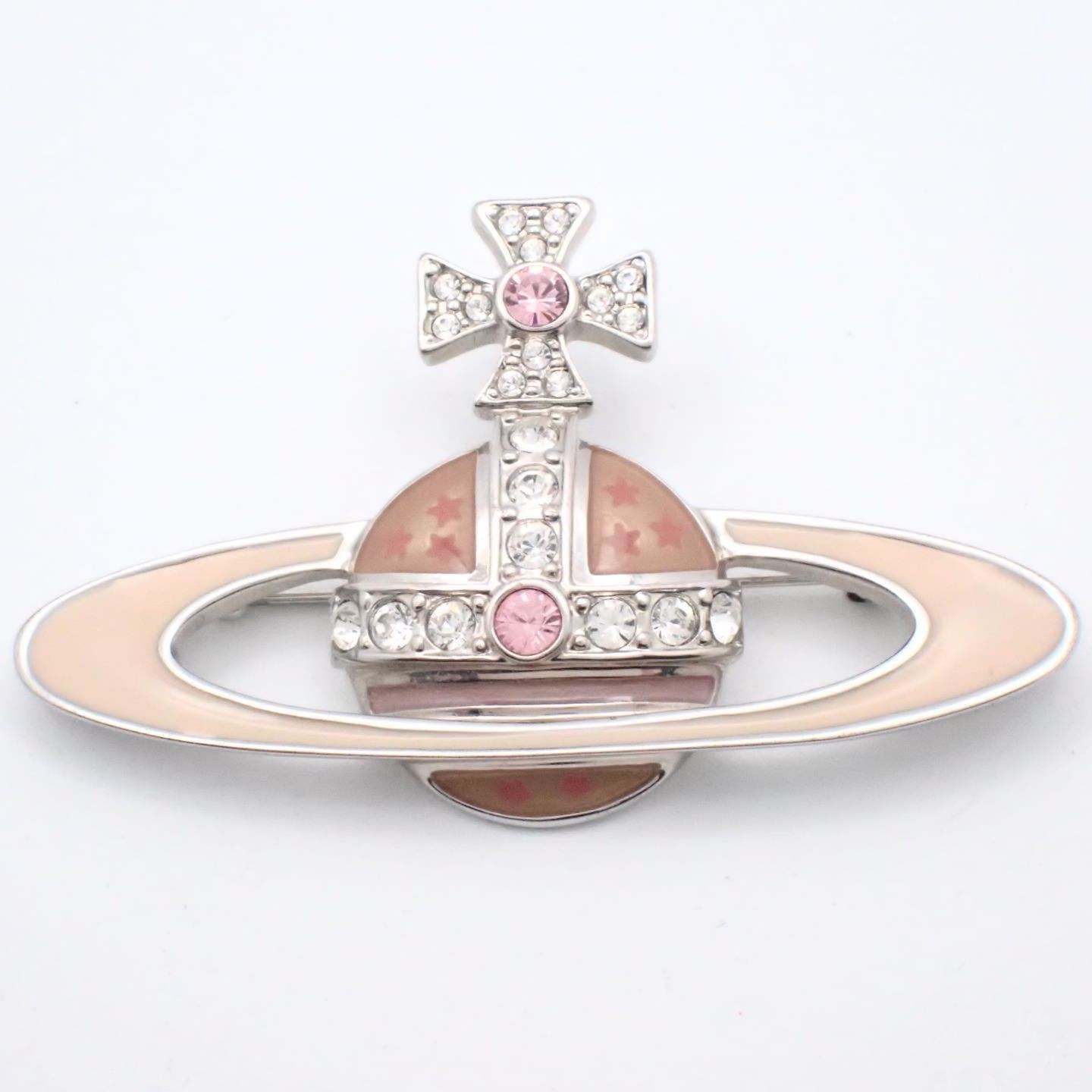 V Enamel Saturn Brooch