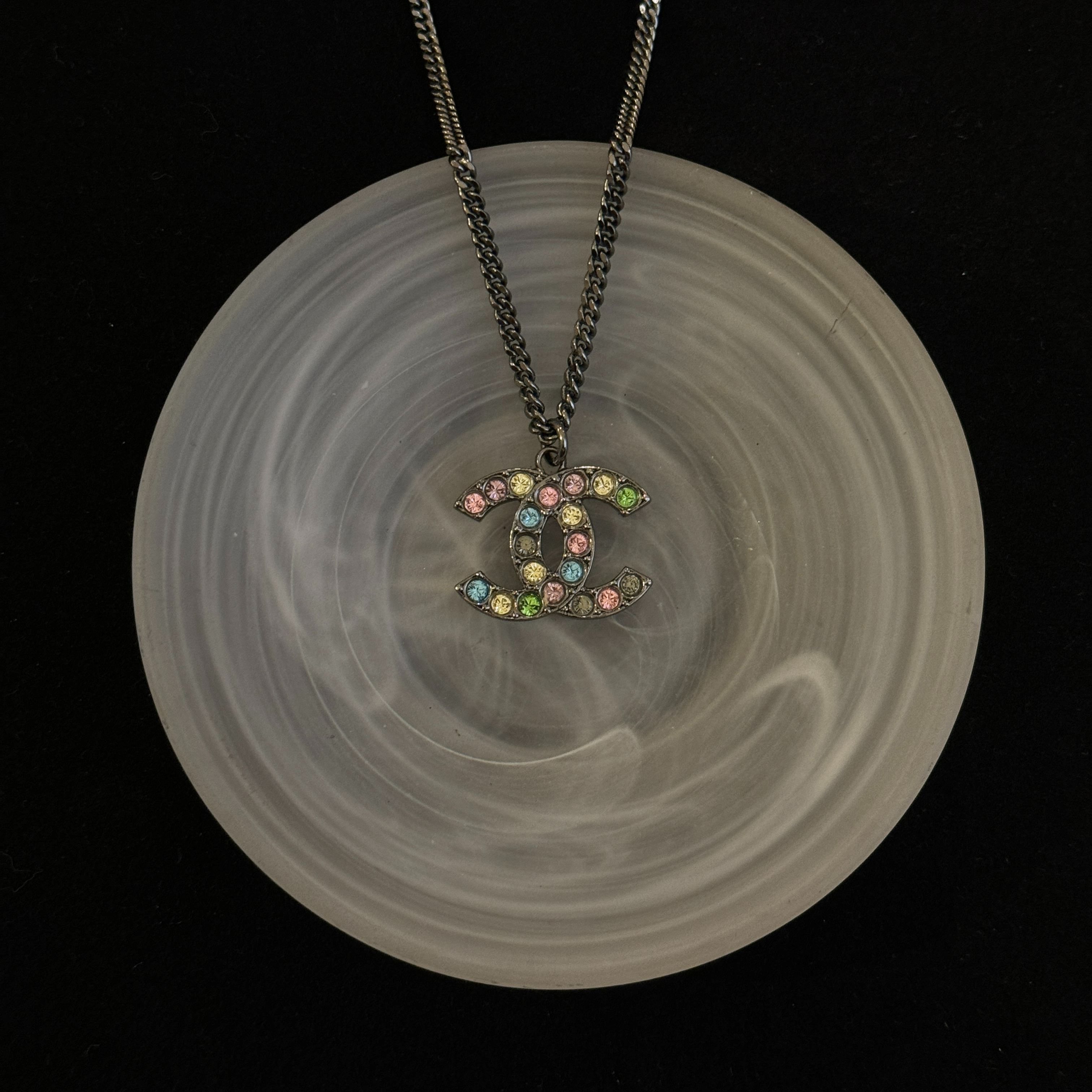 C Colored Diamond Double C Black Necklace