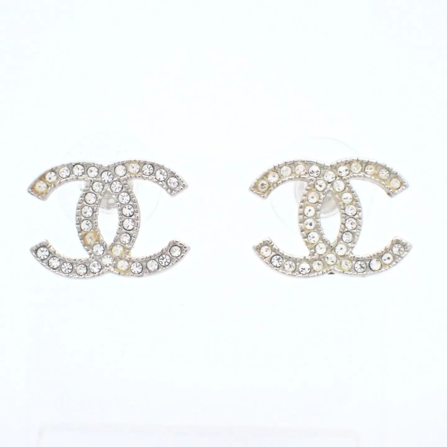 C Double C full diamond silver earrings