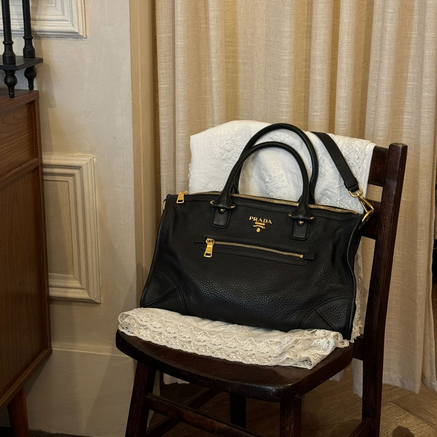 B Black and gold motorcycle bag