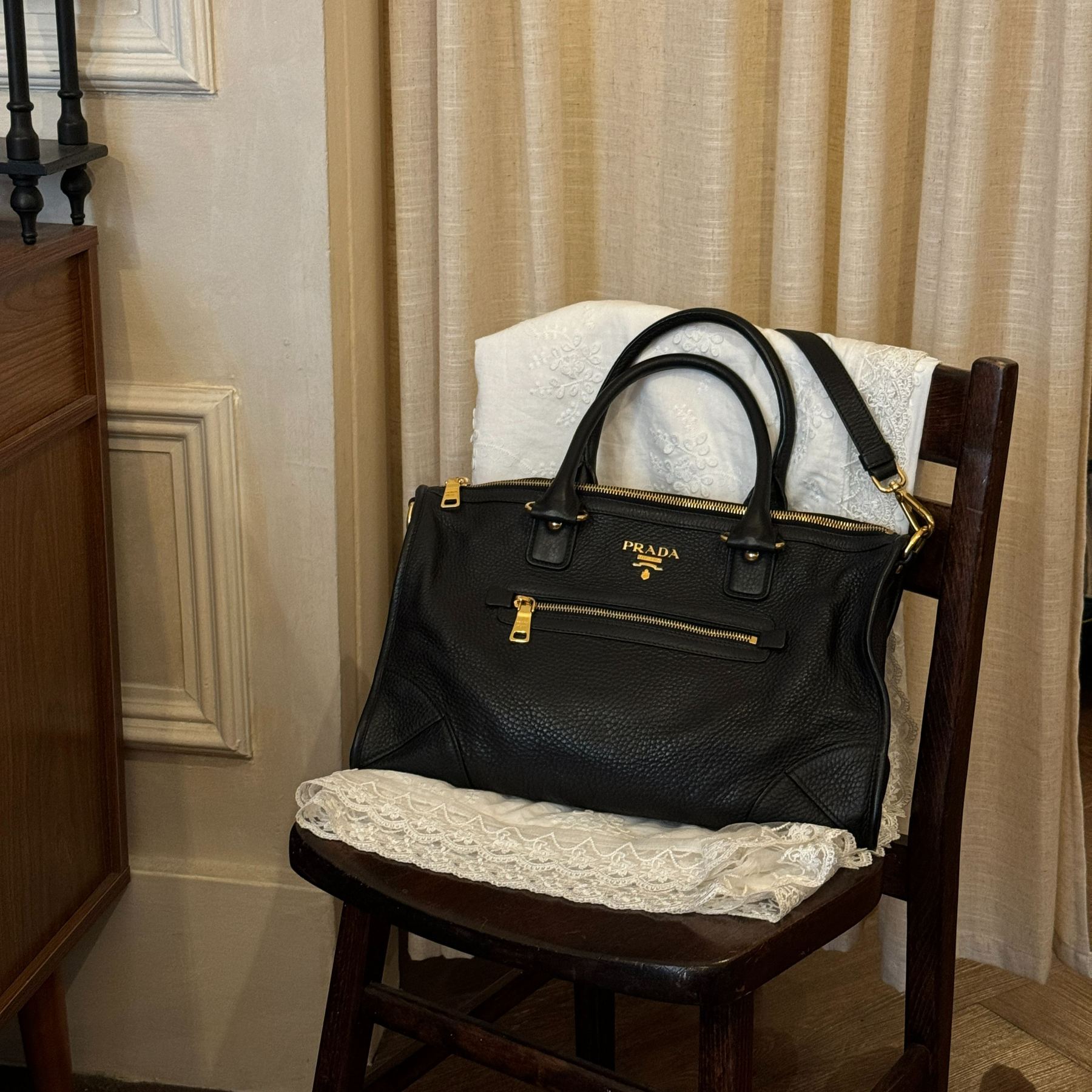 B Black and gold motorcycle bag