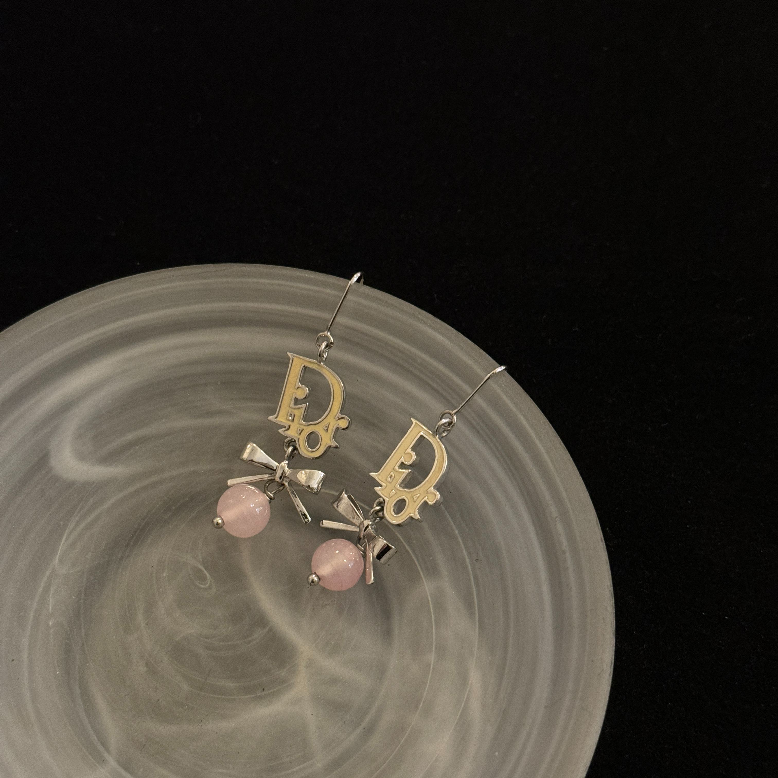 D Bow pendant enamel Earrings