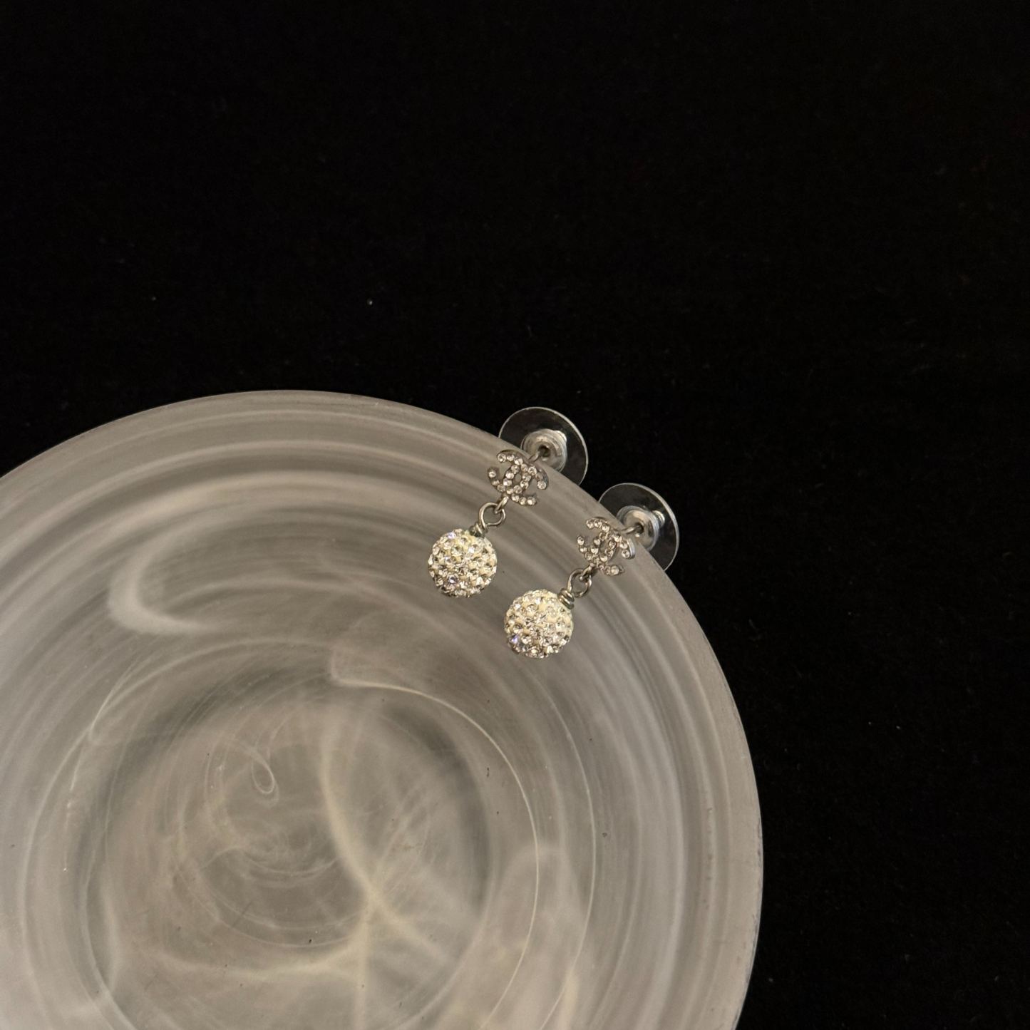 C Double C Full Diamond Ball Earrings