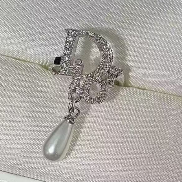 D Logo Full Diamond Teardrop Pendant Ring