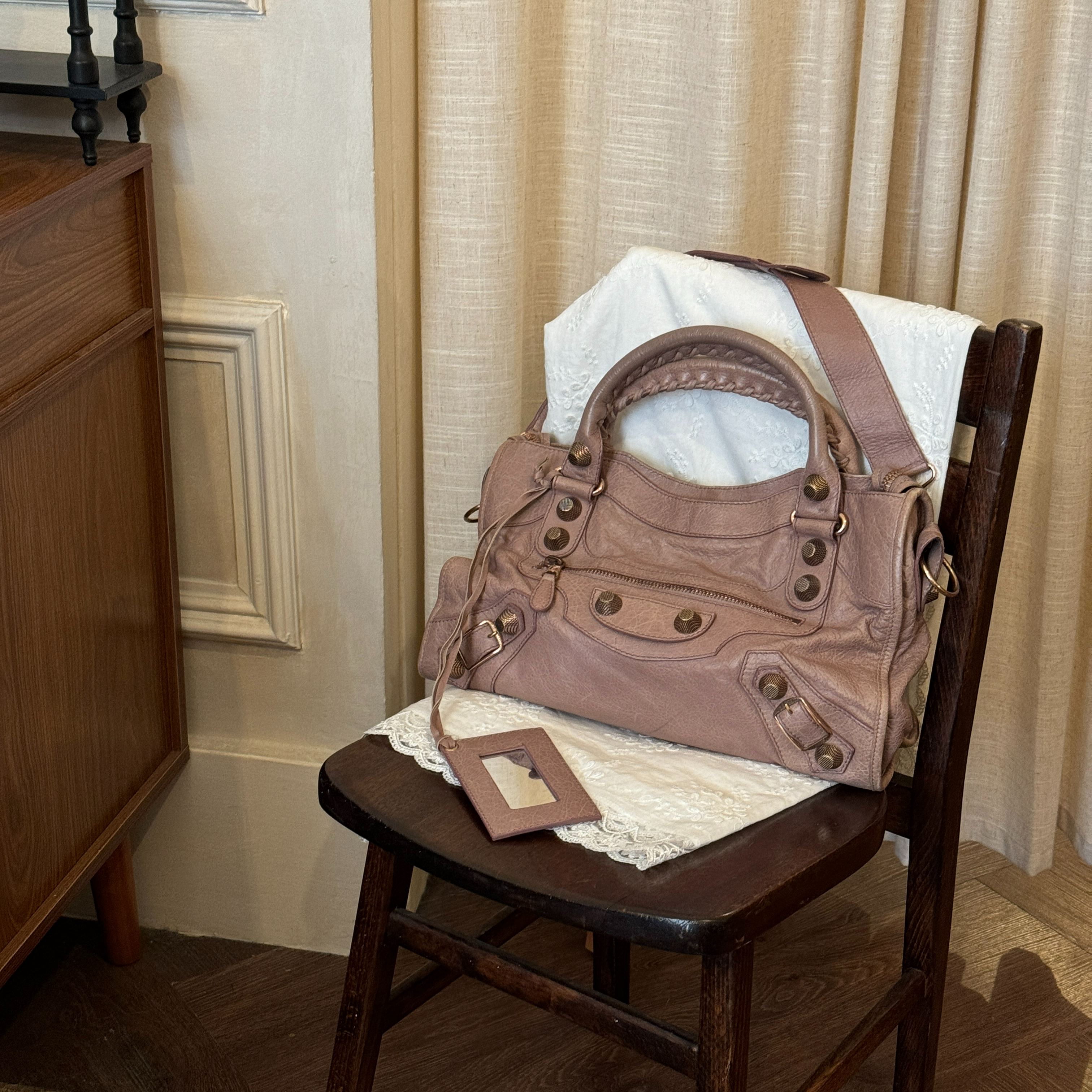 B Lilac Pink Studded Biker Bag