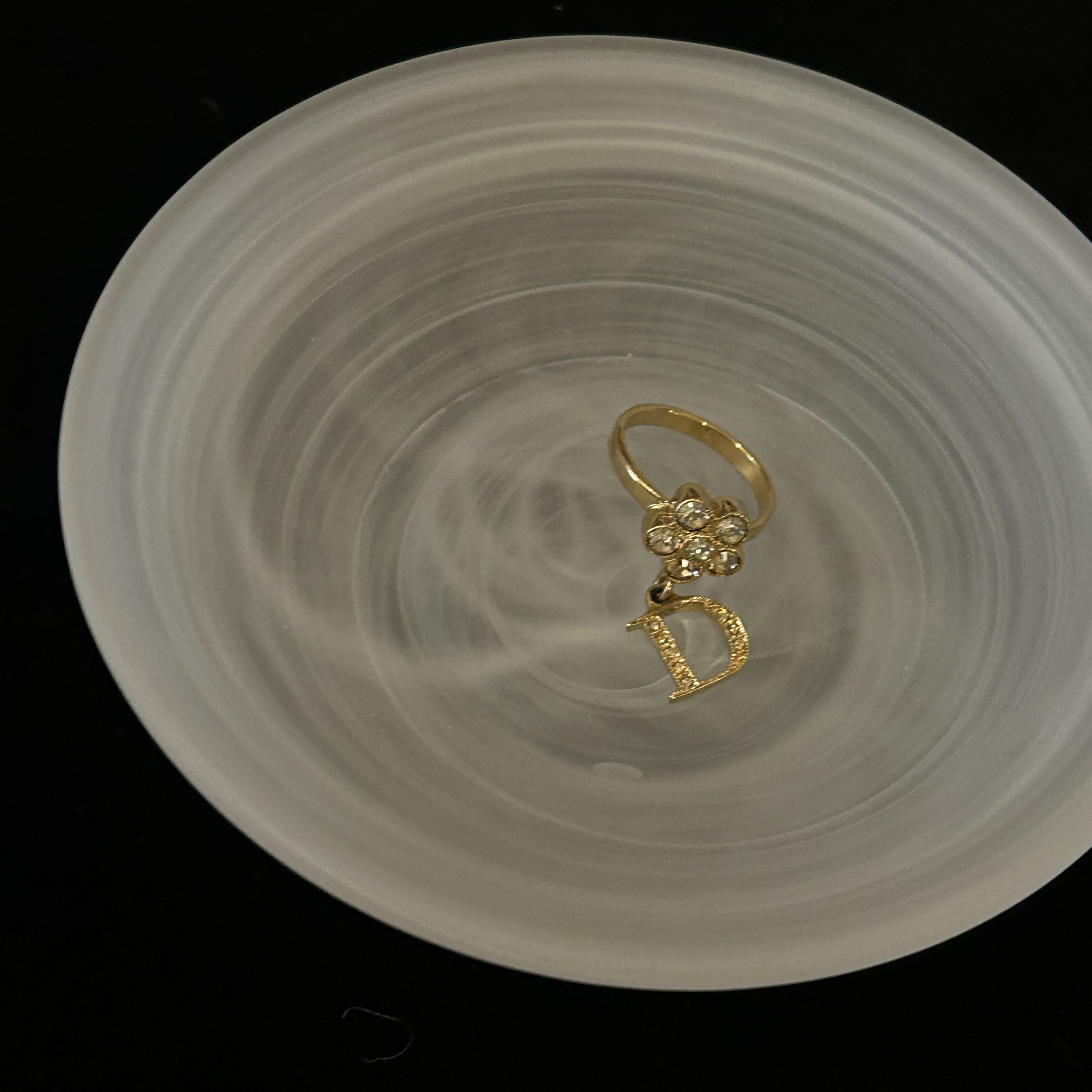 D Full diamond D Gold ring