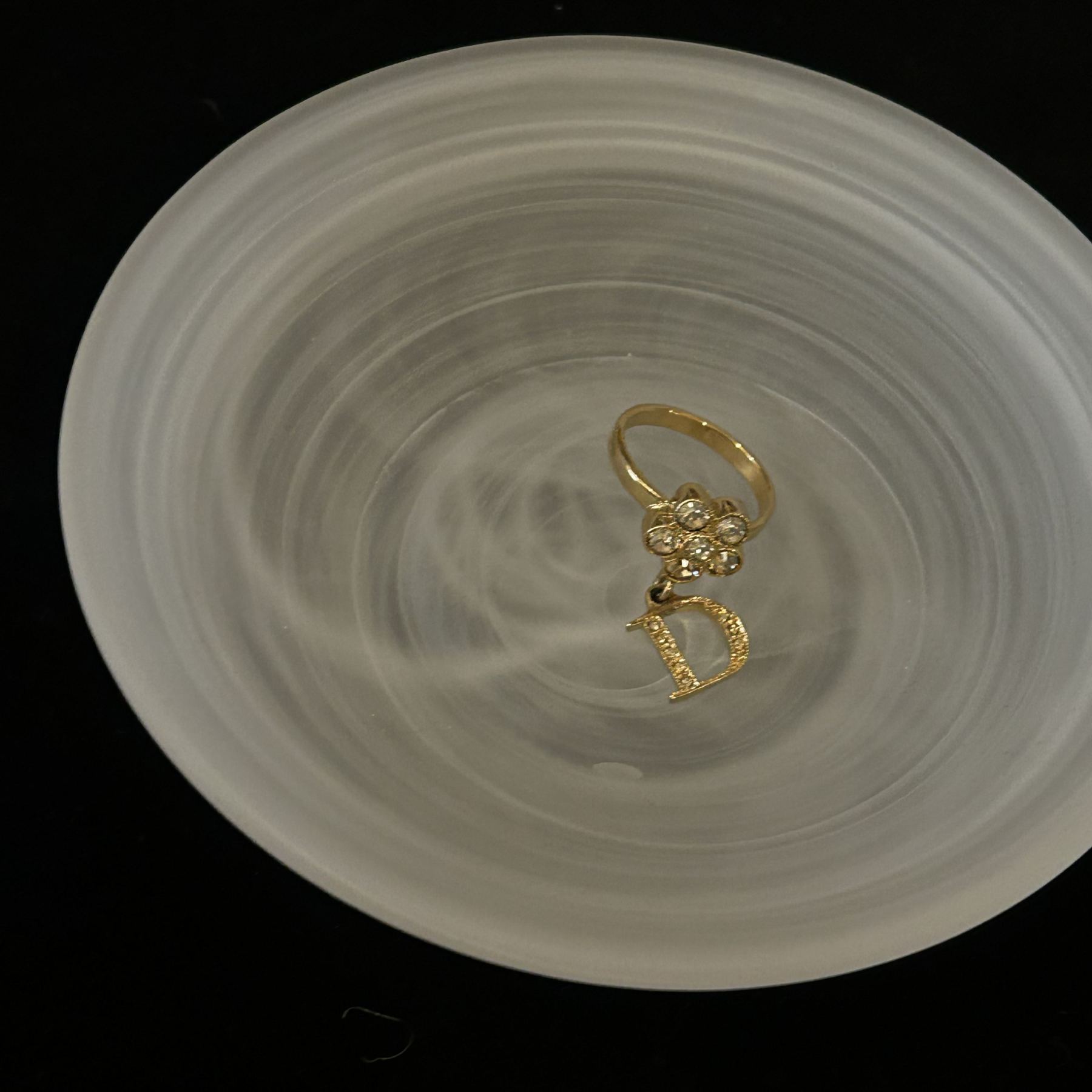 D Full diamond D Gold ring