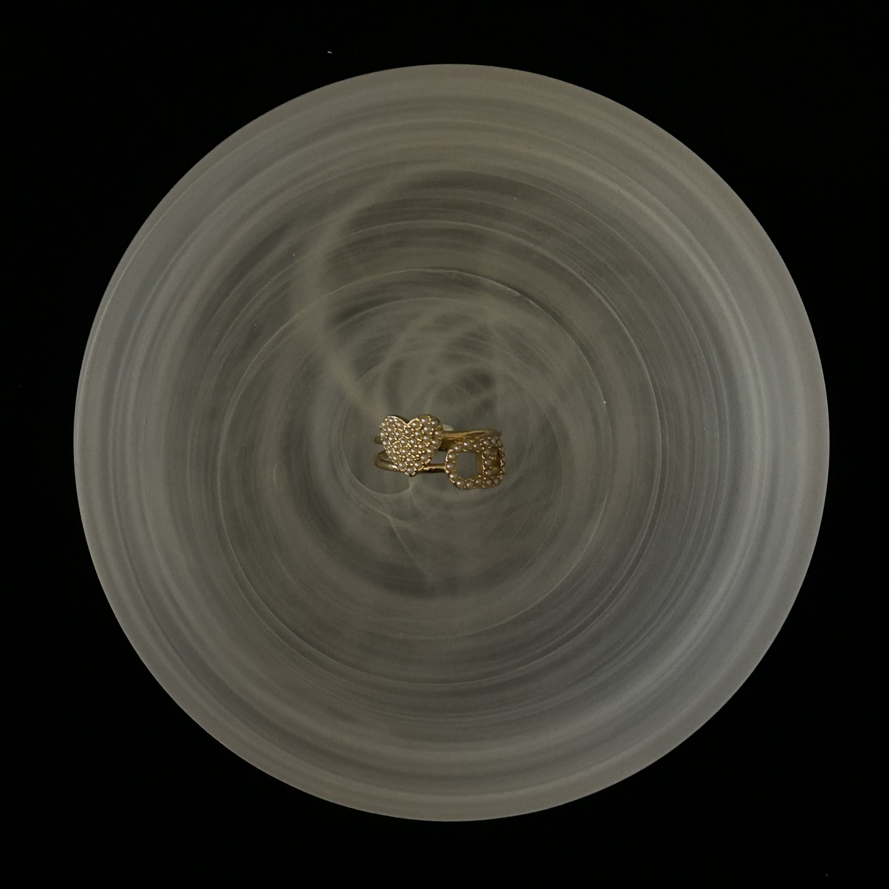 D CD letter heart ring