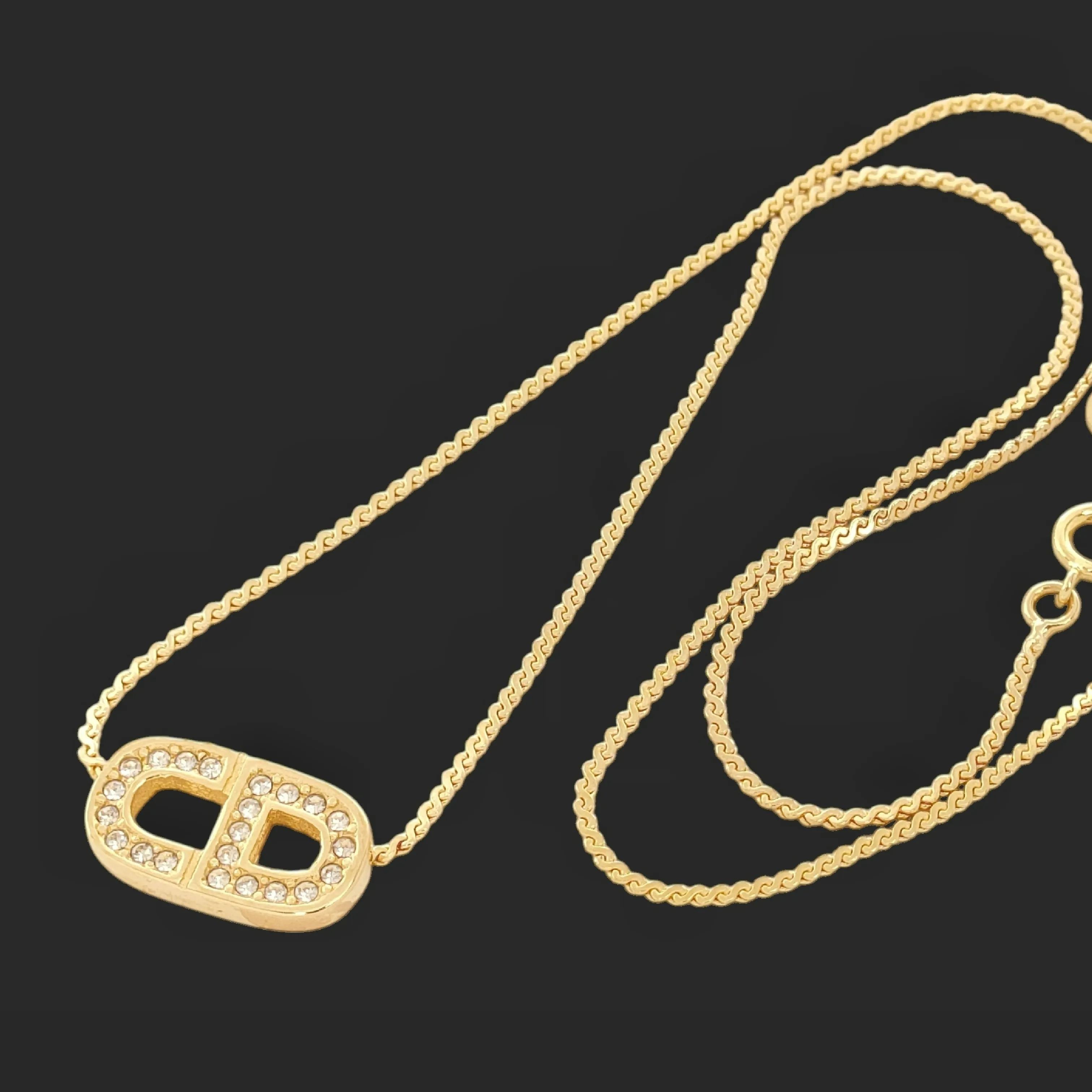 D CD rhinestone necklace