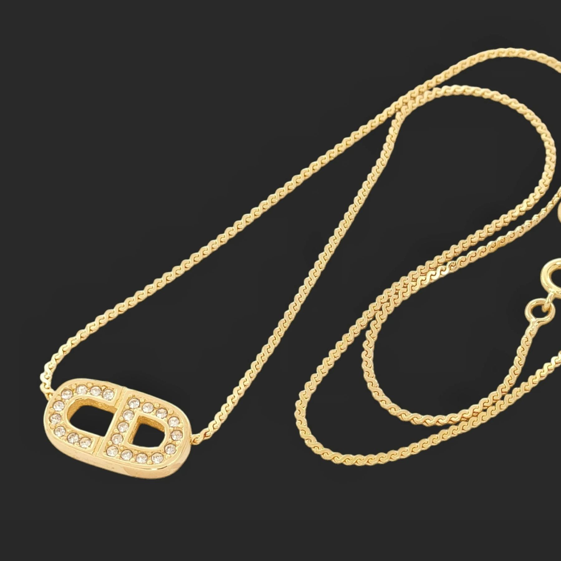 D CD rhinestone necklace