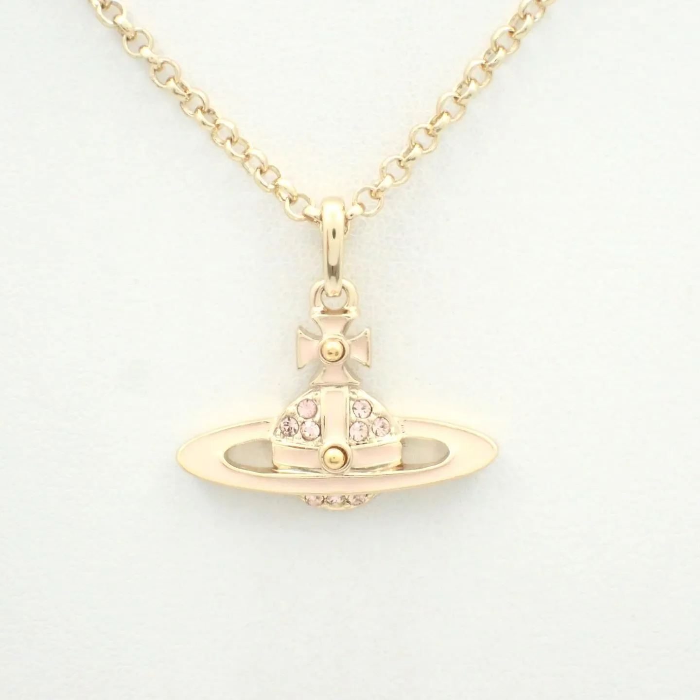 V Saturn diamond enamel necklace