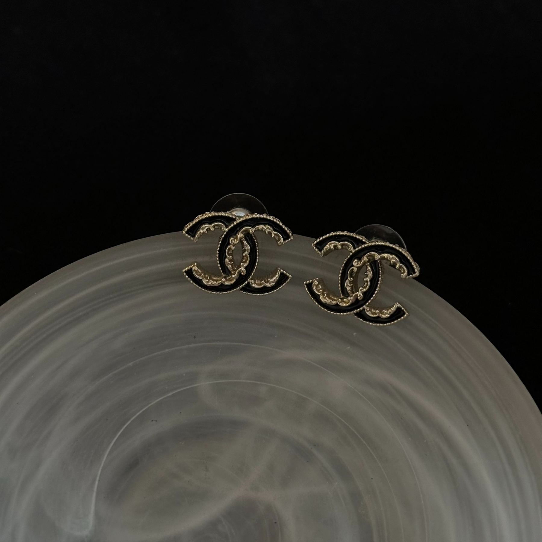 C Double C Gold-Plated Wavy-Edge Earrings