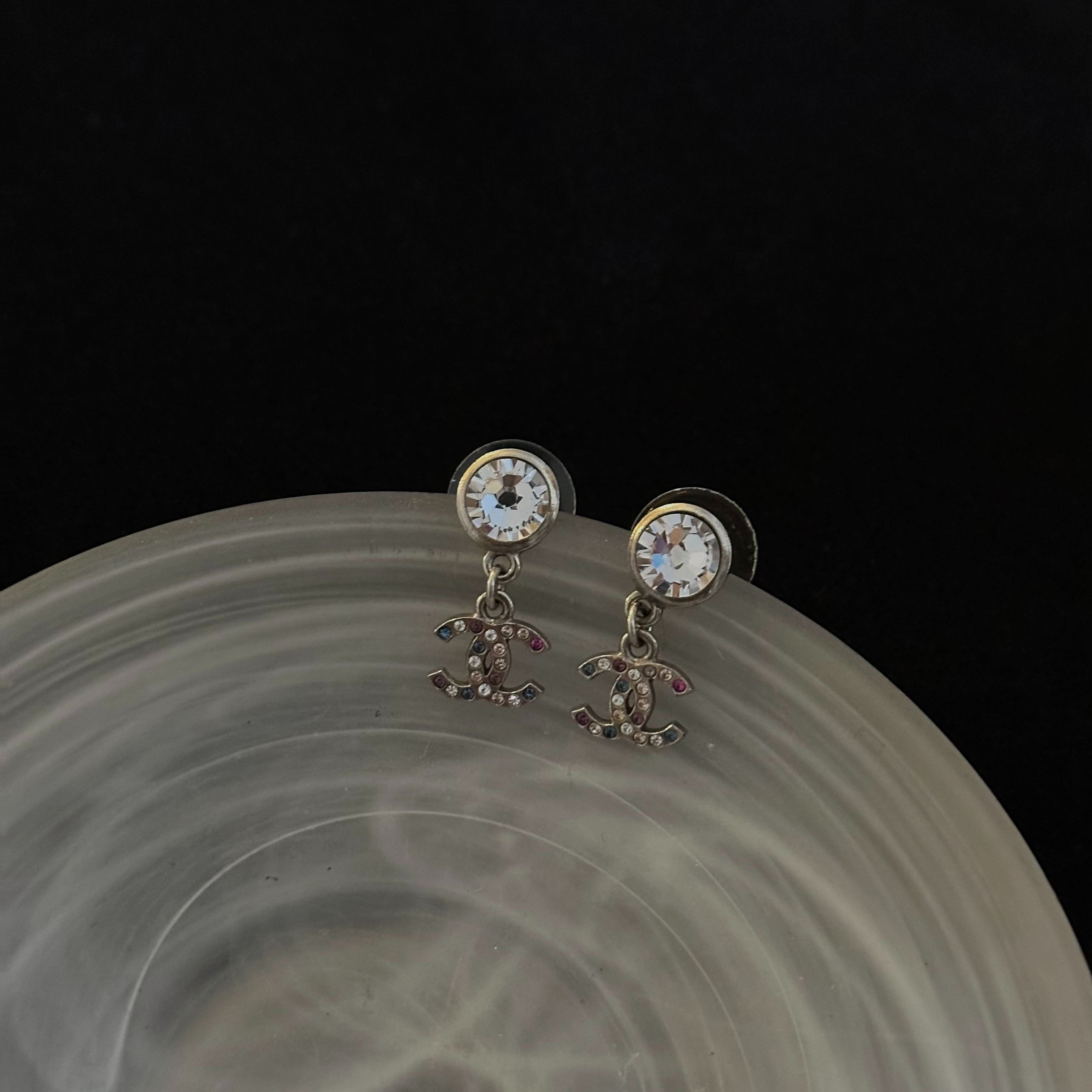 C Colored diamond double C pendant earrings