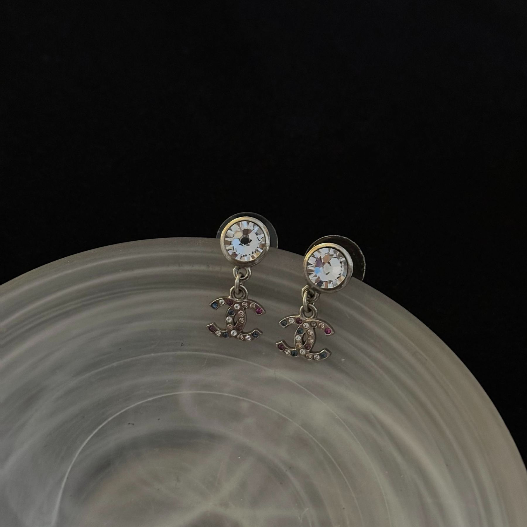 C Colored diamond double C pendant earrings