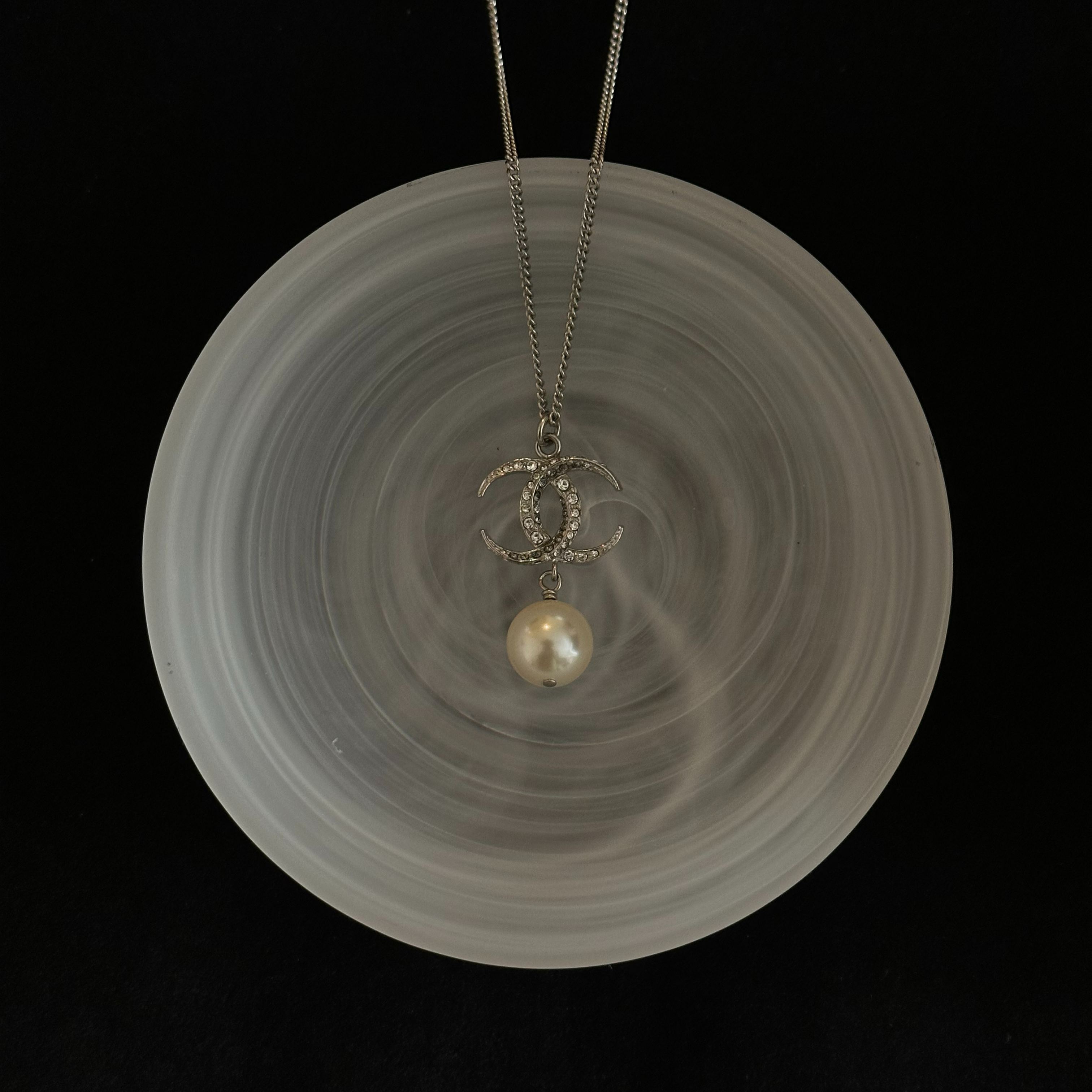 C Double C full diamond curved knife necklace