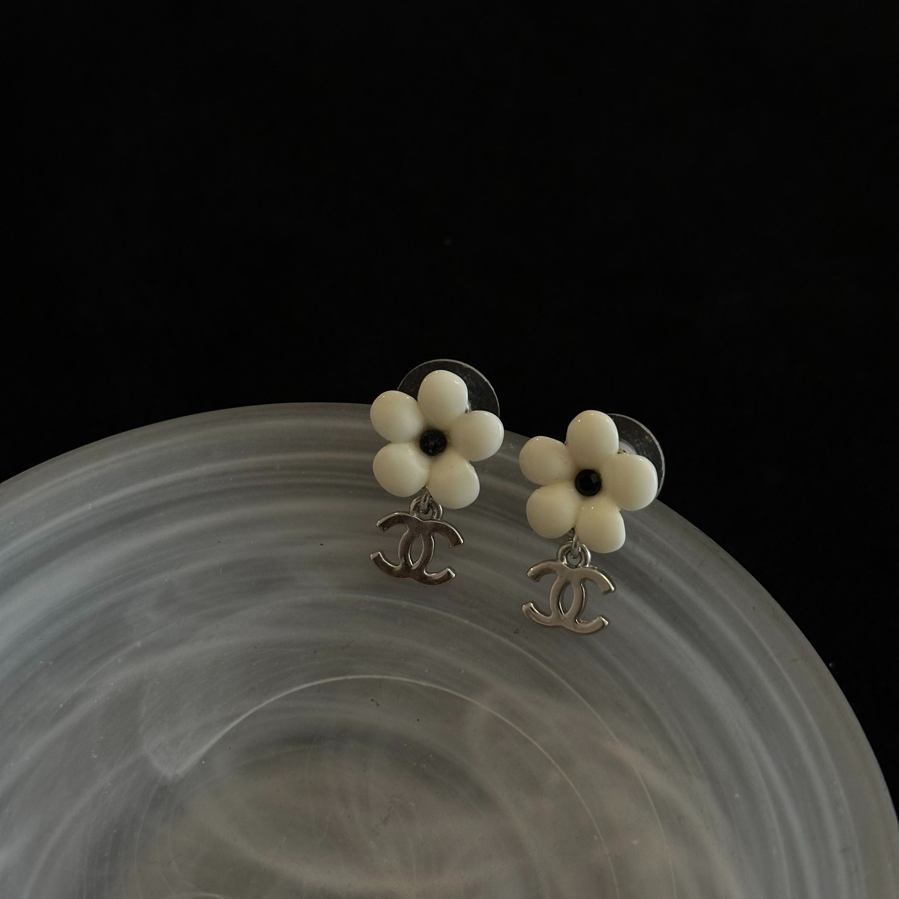 C Flower Double C Pendant Earrings