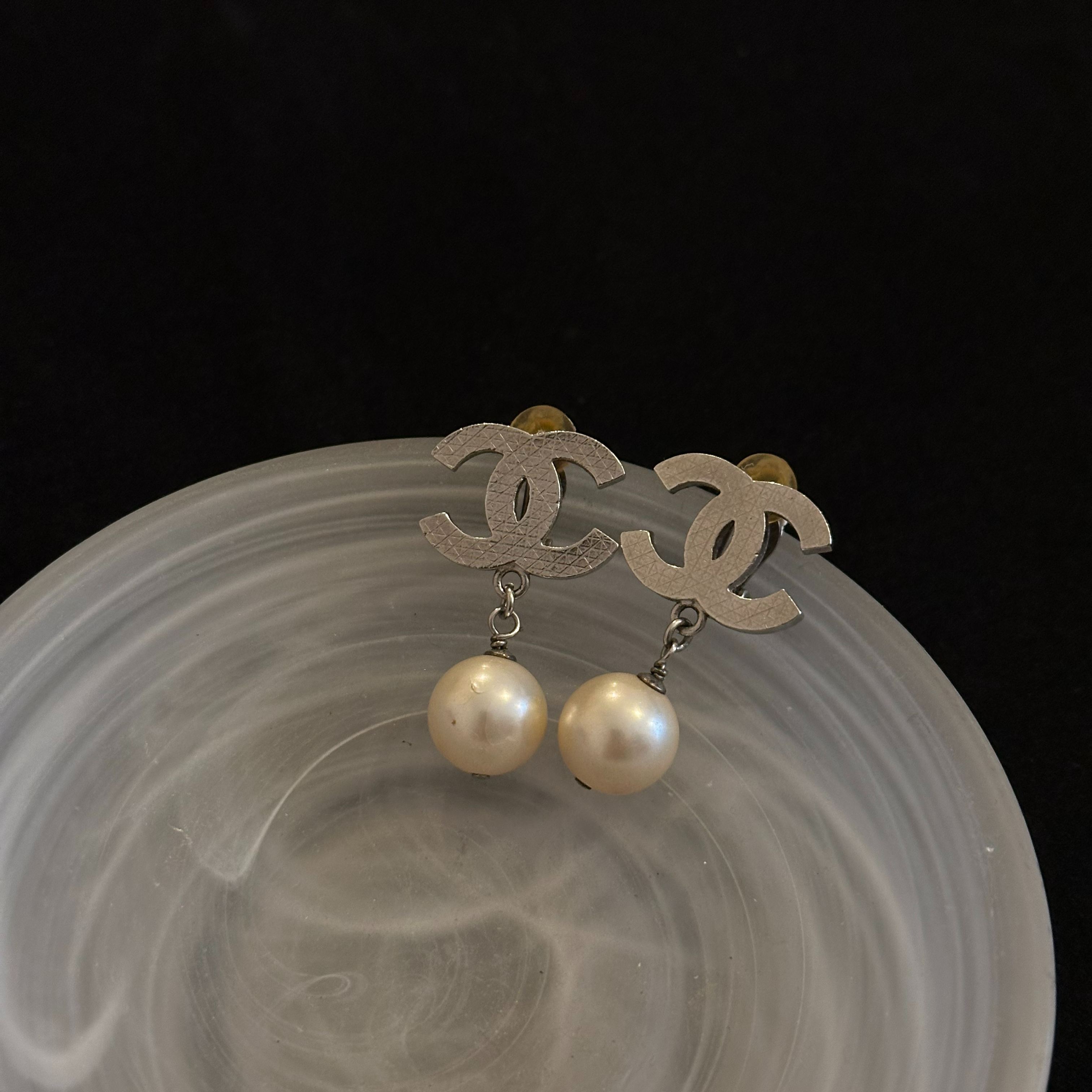 C Double C Pearl Drop Earrings