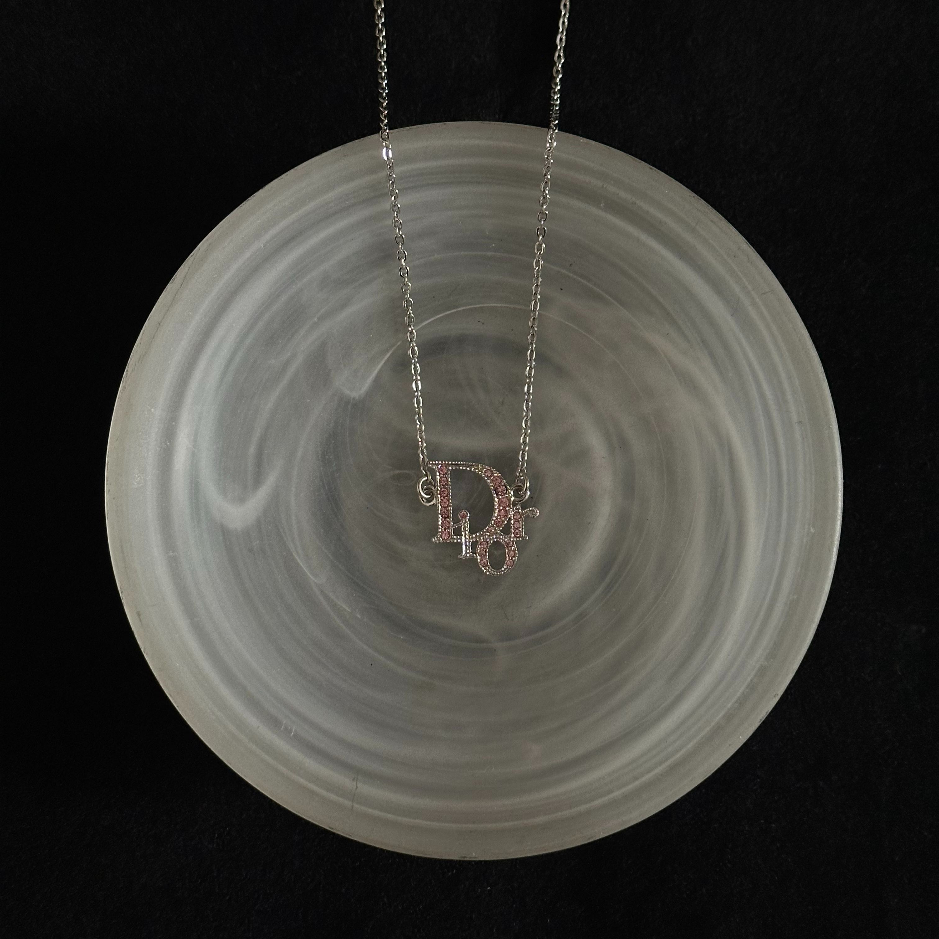 D Pink diamond logo necklace