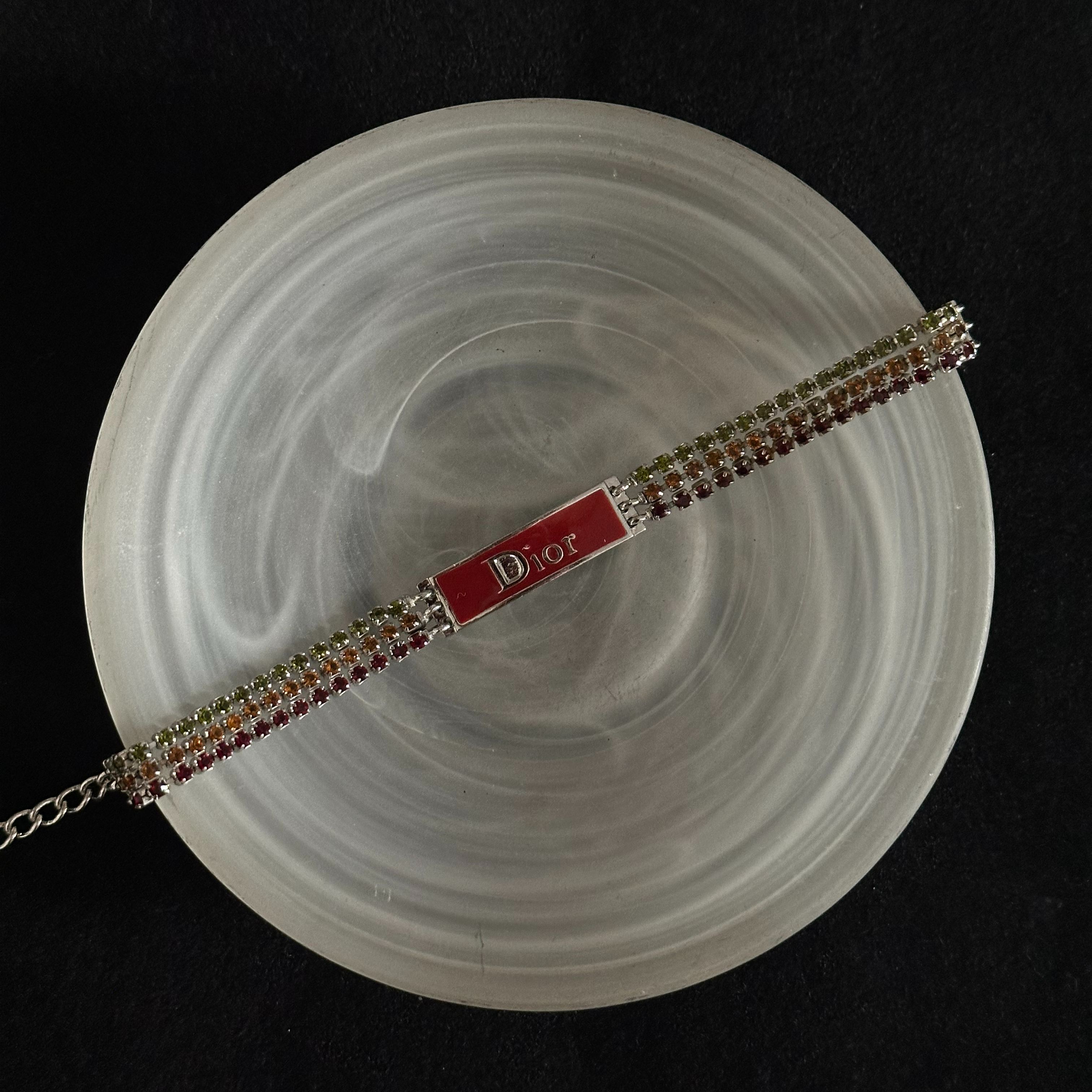 D Cuban metal letter logo colored diamond bracelet