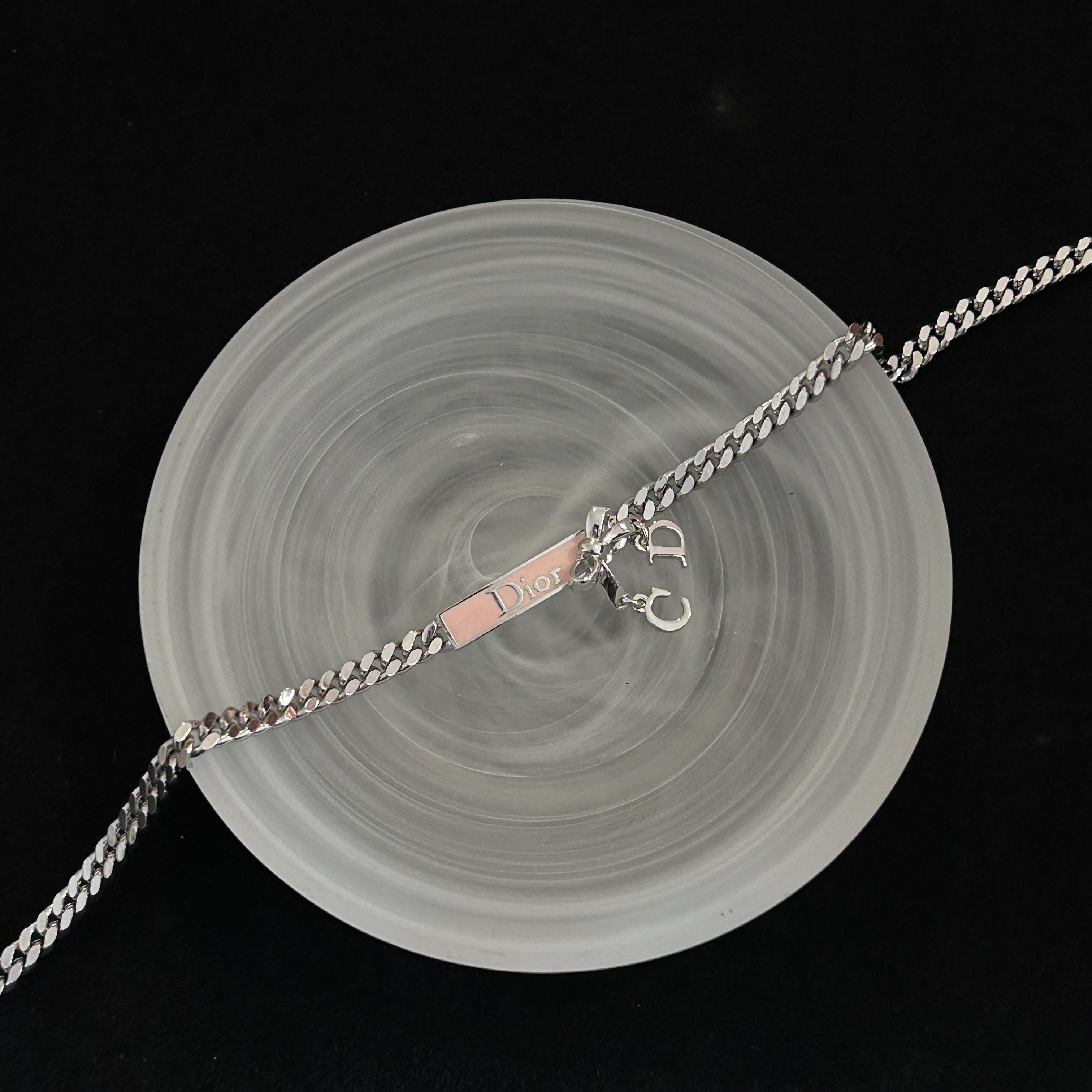 D Nameplate Pink Enamel Necklace