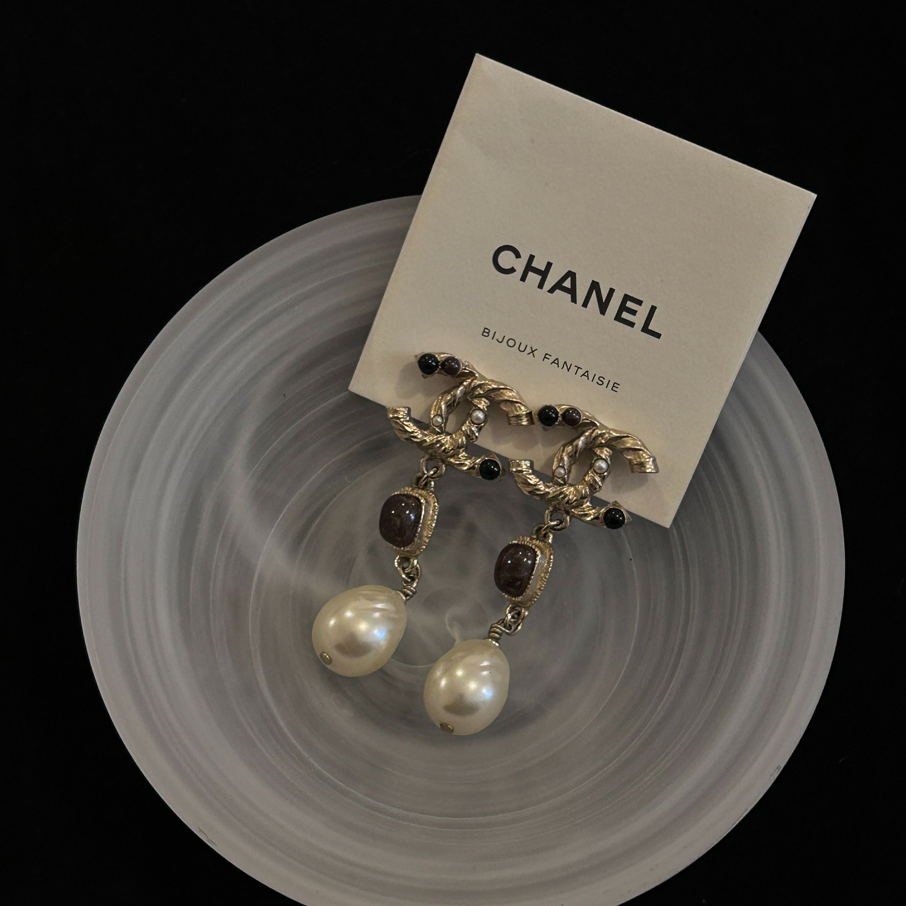 C Amber Double C Shoulder Earrings